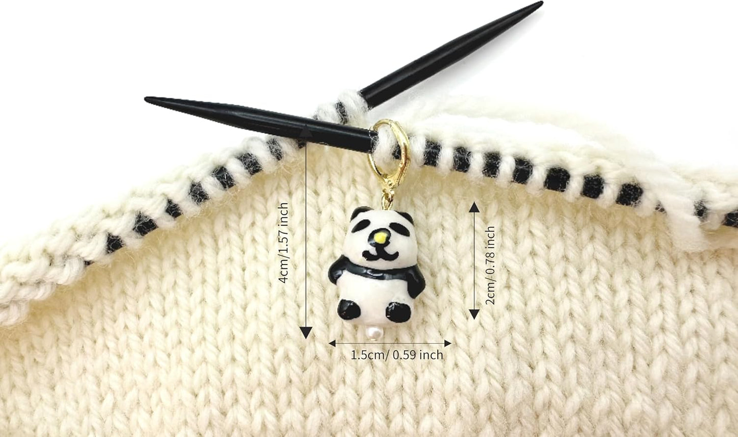 Knitting and Crochet Stitch Markers 4 PCS in One Case, 2 Pink Shoes Closed Rings& 2 Panda Openable Markers