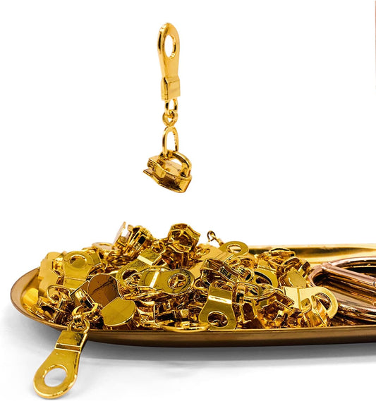 Sawoake 50PCS #5 Gold Metal Handle for Nylon Coil Handle Charm for Purse Handbag Craft Sewing Luggage Bag Bulk