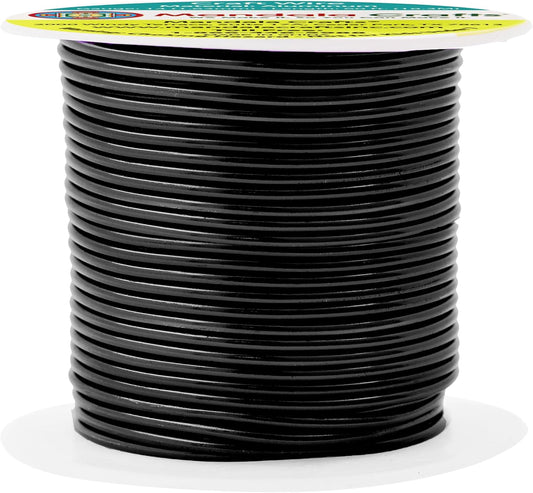 Mandala Crafts 14 Gauge Anodized Aluminum Craft Wire for Jewelry Making - 60 FT Colored Flexible Black Wire - Bendable for Bonsai Armature Crafting Sculpting