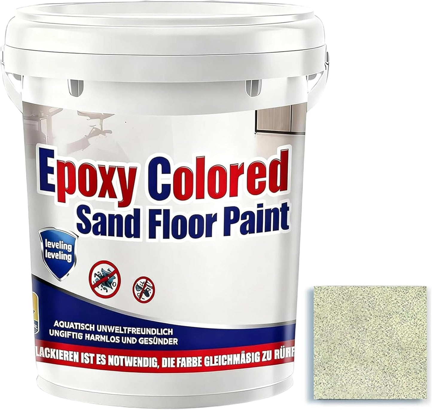 Epoxy Colored Sand Floor Paint, Epoxy Floor Paint for Concrete, High Gloss Marble Effect Coating, Waterproof Non-Slip Concrete Paints, Suitable for Indoor/Outdoor Use (Millet Yellow,64 oz/2 kg)