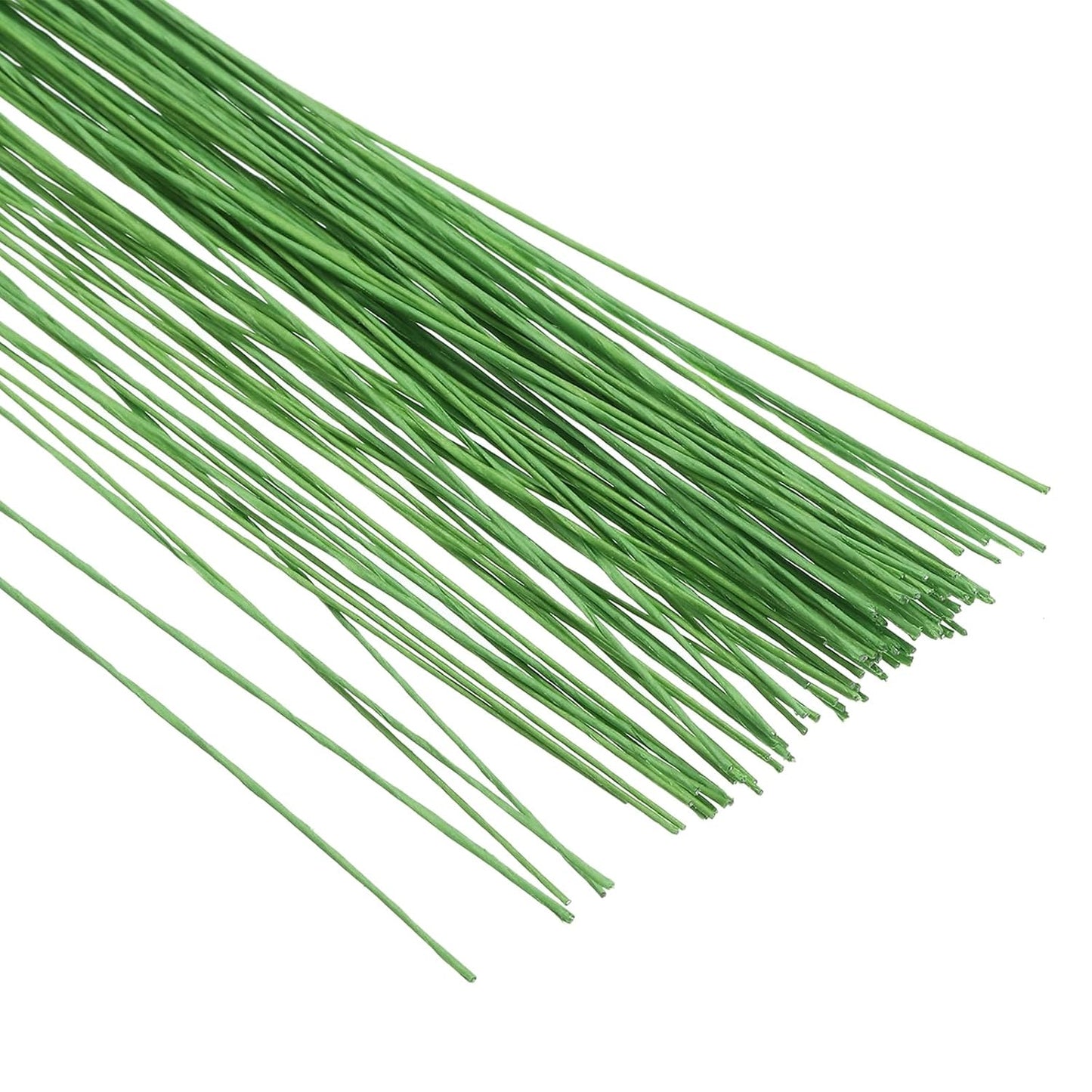 PATIKIL 26 Gauge 16" Floral Stem Wire, 100 Pcs Paper Wrapped Iron Artificial Flower Stem Accessories for DIY Bouquet Stem and Craft Decoration, Light Green