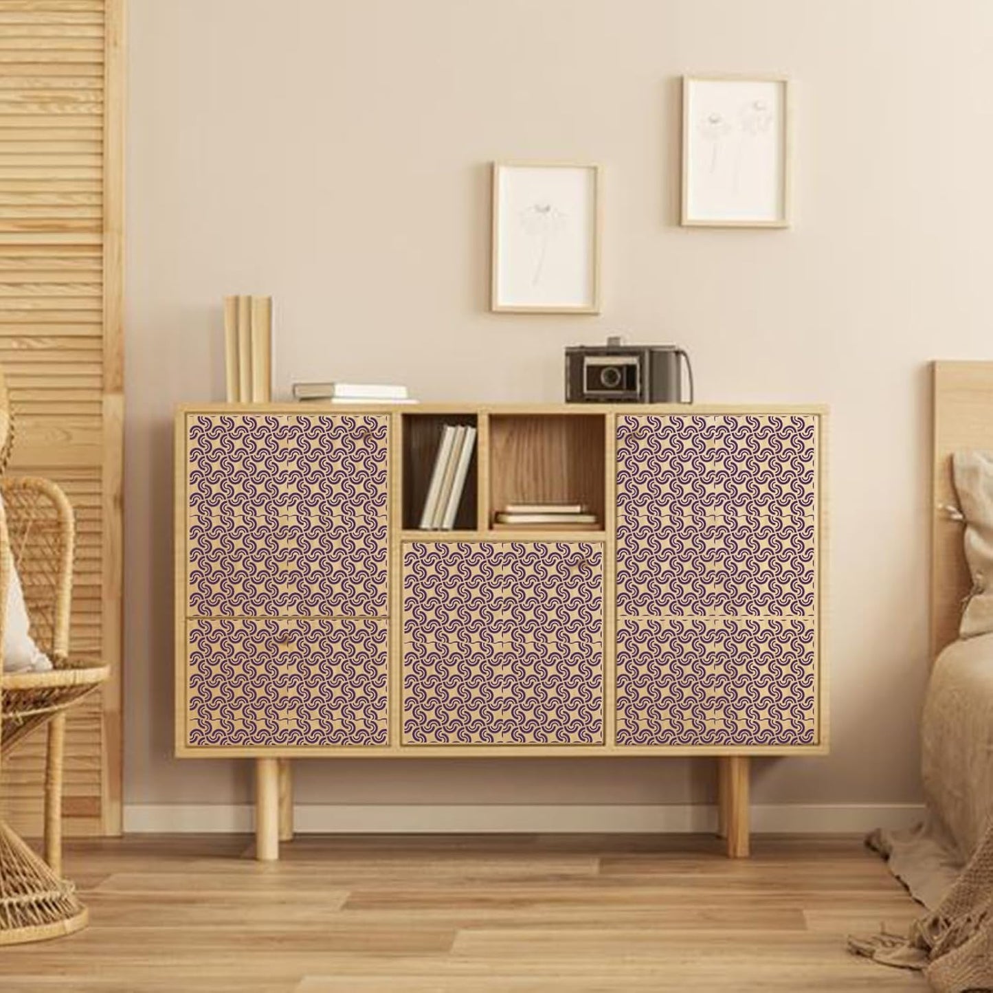 WSICSE 24Pcs Stencils for Painting, Reusable Geometric Painting Stencils Abstract Layering Stencil for Painting on Wood Canvas Furniture Floor Decor DIY Supplies, white