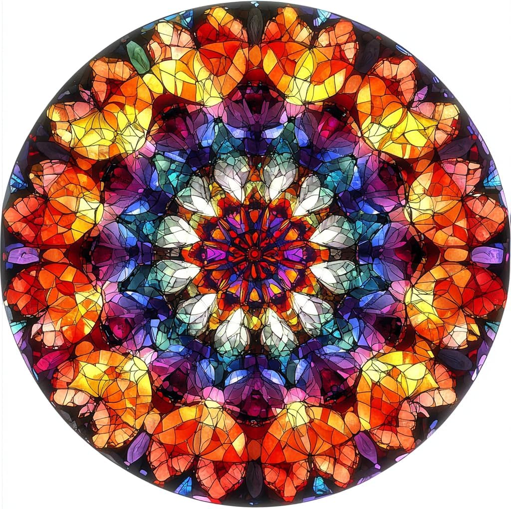 Puzzles for Adults Diamond Mandala Wooden Puzzles, 200 Pieces Unique Shaped Liberty Jigsaw Puzzles, Creative Toys for Adults and Kids, Fun Challenge Family Game 11.2'' x 11.2''