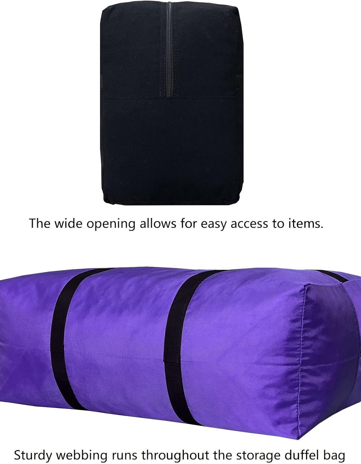 Extra Large Duffle Bag for Travel, Big Foldable Storage Bag - Black
