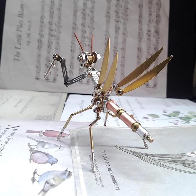 3D Metal Model Kits Puzzle for Adults, Steampunk Electric Mechanical, Assembly DIY Gift Plastic Craft Hobby for Men (Mantis)