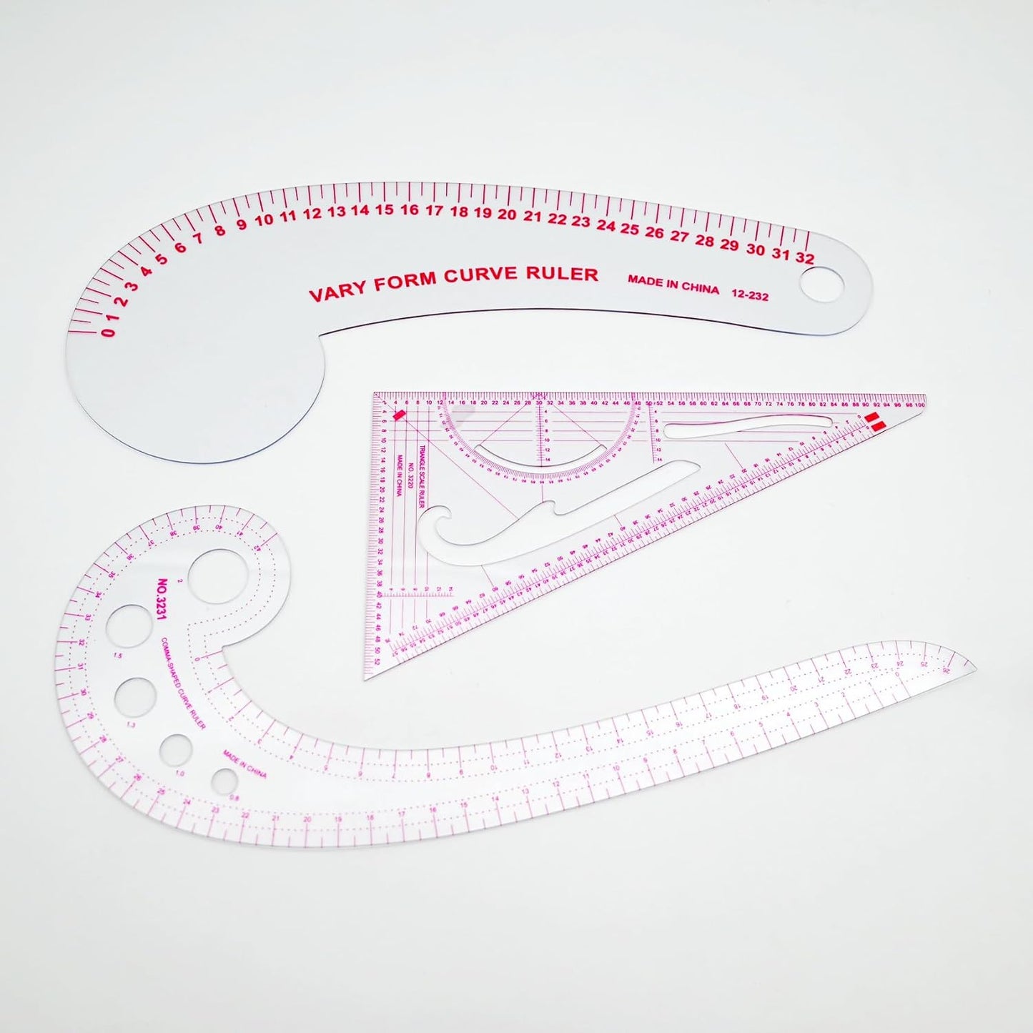 Fashion Clear Metric Sewing Ruler Set,French Curve Pattern Rulers for Beginners, Tailors, Designers, Quilting, Embroidery, Cross Stitch, Crochet, Knitting 9pcs