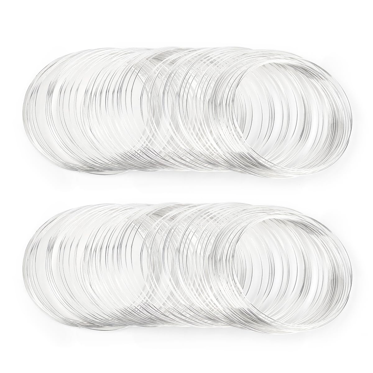 200 Loops Memory Steel Wire for Jewelry Making Supplies, 0.6mm Bangle Bracelet Wire Memory Beading Wire for Art Creation Necklace DIY Crafts Making (Silver)