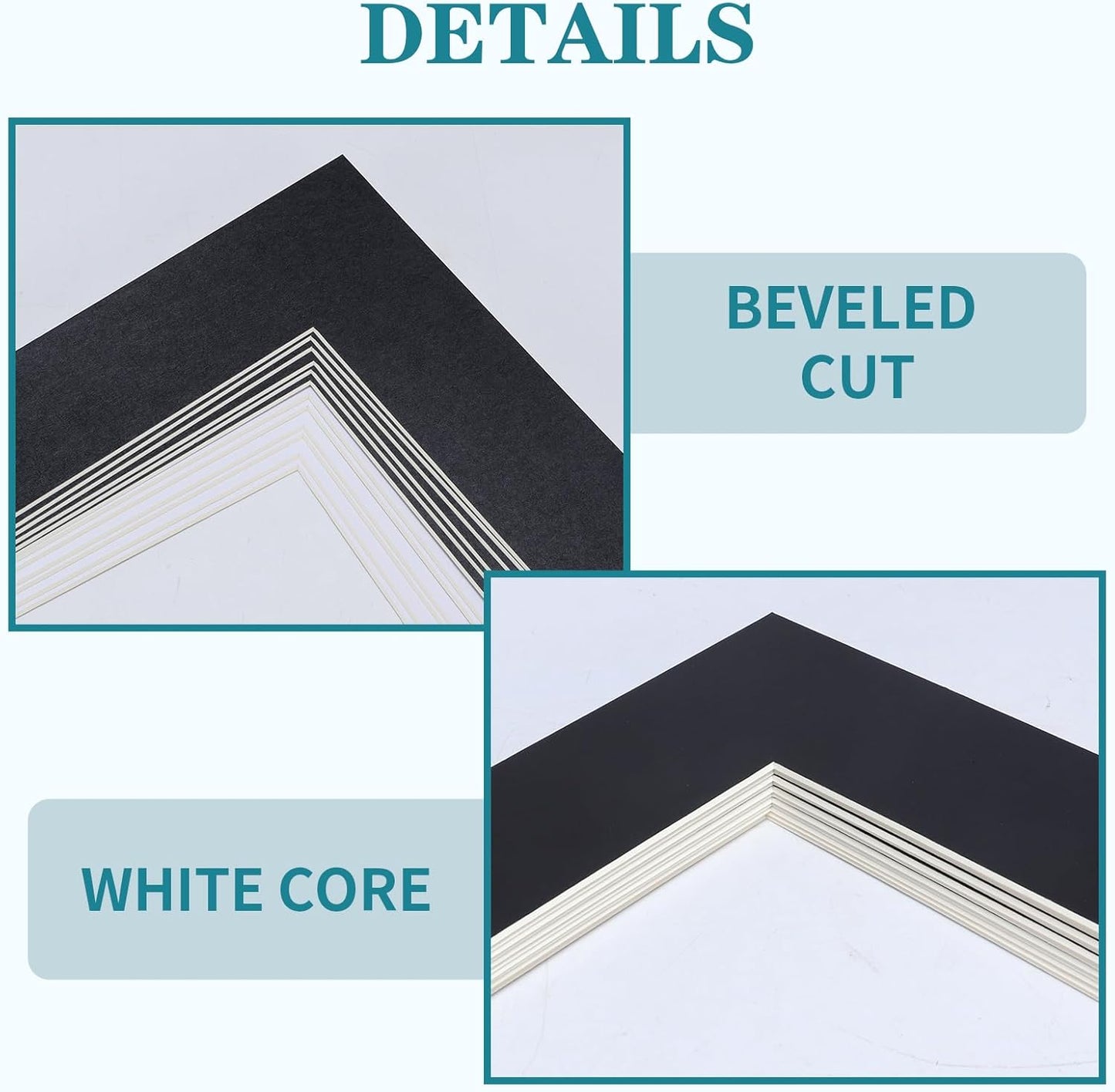 ZBEIVAN 12 Packs White and Black Colors 11x14 Picture Frame Mats for 8.5x11 Photos, Artworks and Prints, White Core Bevel Cut Frame Mattes