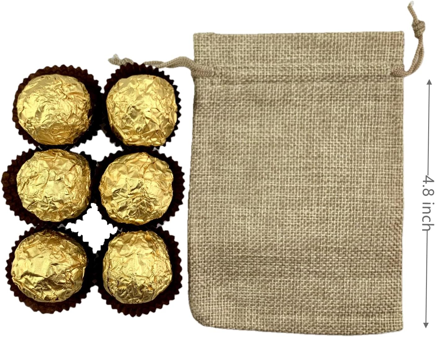 Palmhomee Pack of 25 Burlap Gift Bags with Drawstring Linen Jewelry Pouches Wedding Hessian Jute Bags for Birthday and Treat Pouches Party Wedding Favors Gift (4x5.6 Inch, White)