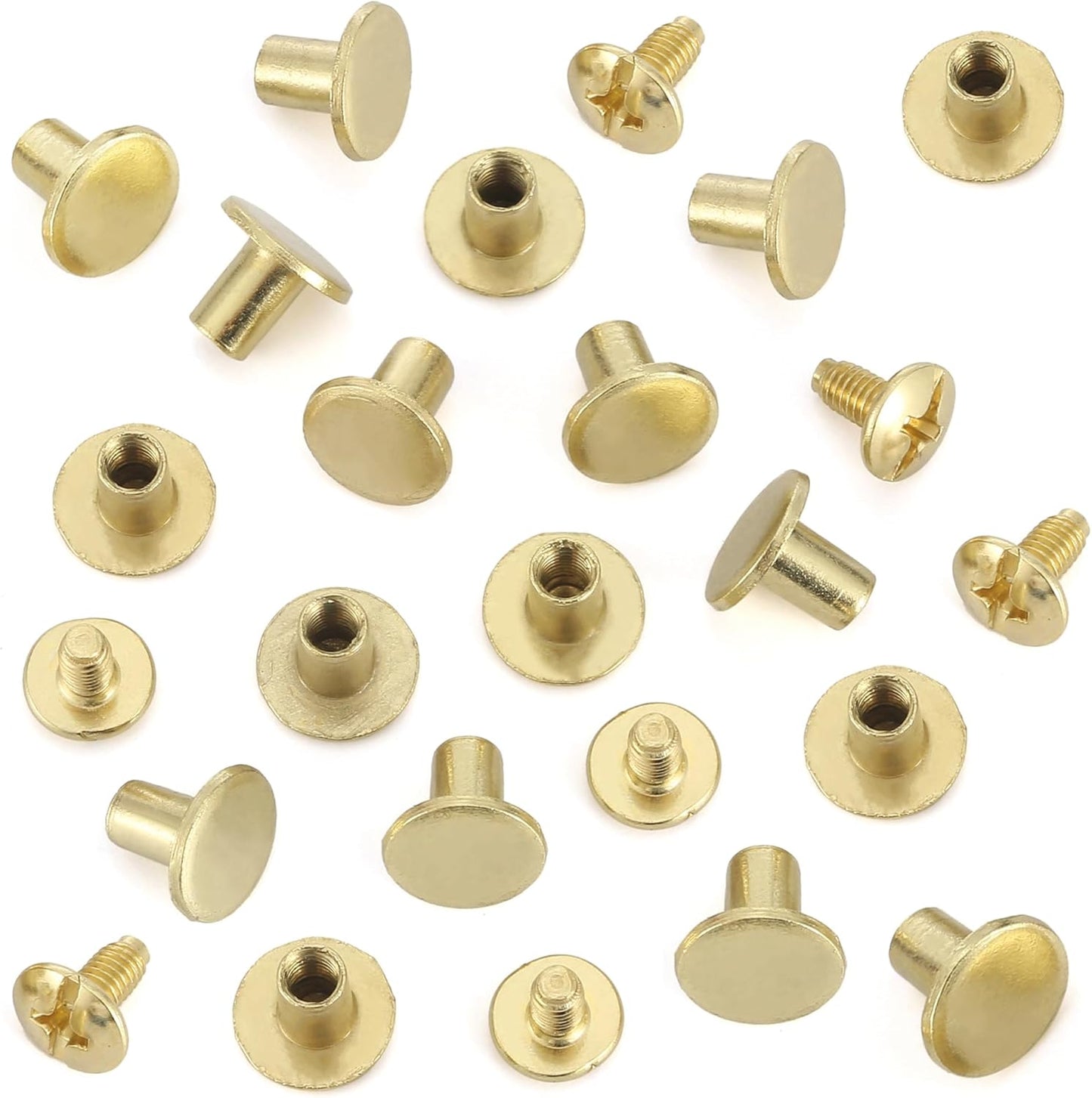 YORANYO 150 Sets 8MM Chicago Screws Leather Rivets for Fabric Chicago Binding Screws Buttons Metal Studs Rivets for Decorate and Repair Belts Bags Shoes Purse Dog Collar Leather Craft (Gold)