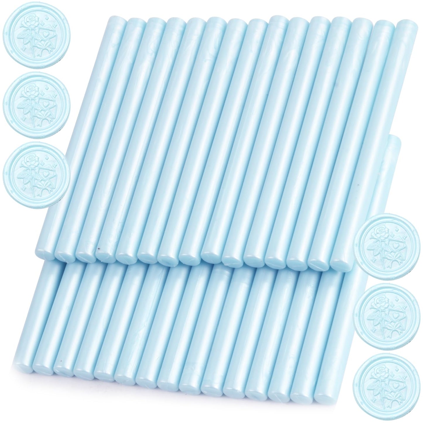 Light Blue Wax Seal Sticks, 30pcs Sealing Wax Sticks, HOSEALING Glue Gun Wax Seal Sticks for Wax Seal Stamp, Premium Sealing Wax for Wedding Invitations, Letter, Envelope (Mini Size)