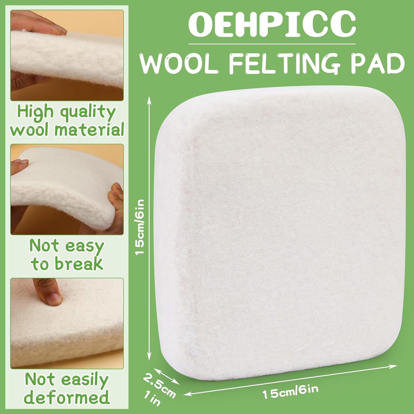 OEHPICC 128 Pcs Needle Felting Tools, 6×6 Inch Wool Felting Pad, 102 Pcs Felting Needles, Felting Tools with 3 Size Wooden Handle Holder for DIY Wool Felting Projects