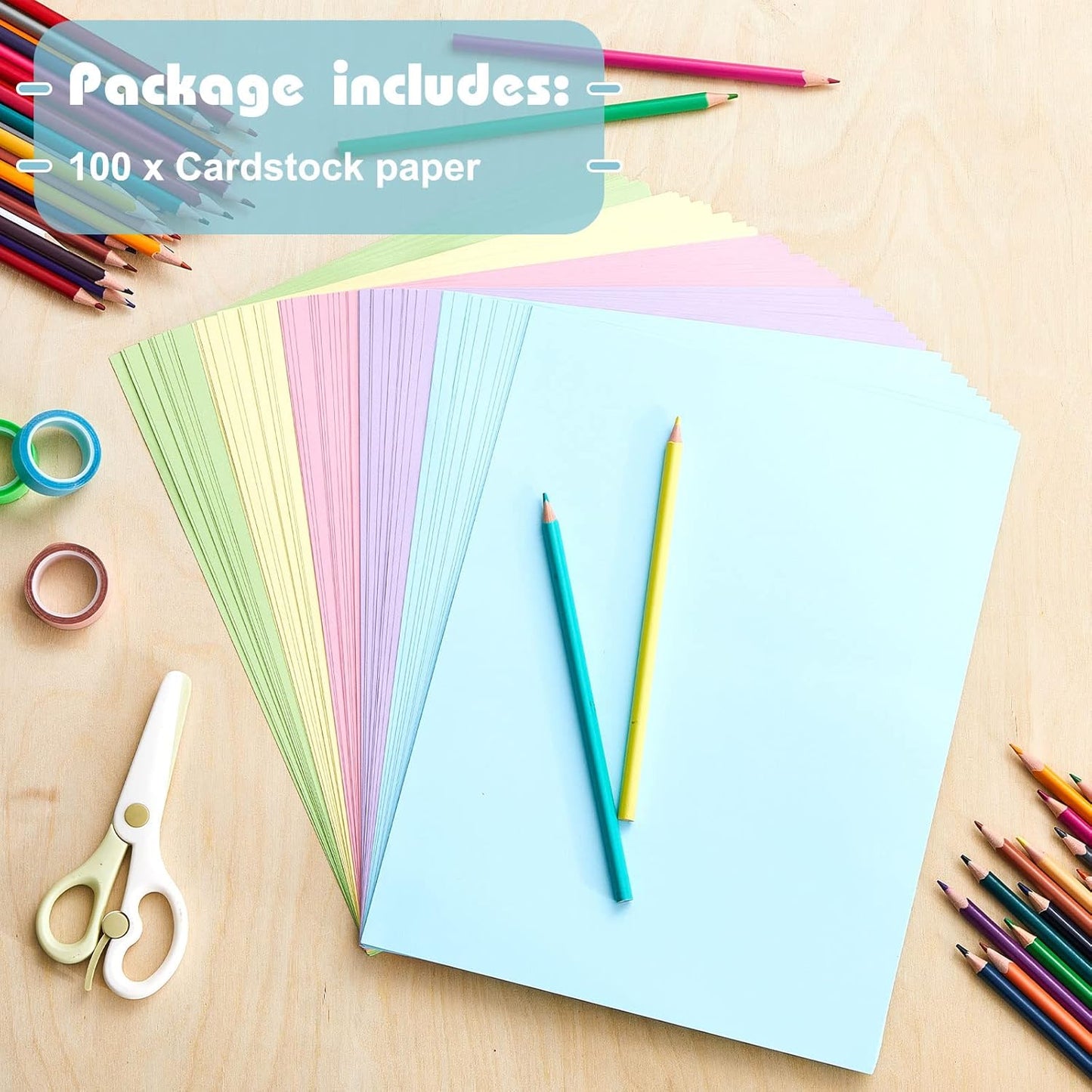 Sinmoe 100 Sheets 5 Shades Cardstock Paper 8.5 x 11 Inches 180gsm Solid Core Printer Paper for Scrapbooking DIY Arts Crafts Making Office Home Supplies(Macaron Series)