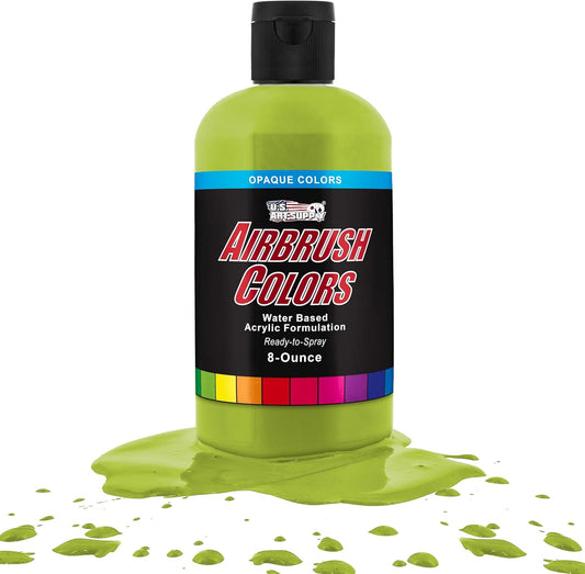 U.S. Art Supply Opaque Chartruesse Acrylic Special Effects Airbrush Paint - 8oz Ready to Spray Air Brush Paint for Nails, Models, Fabric - Water-Based Air Brush Painting