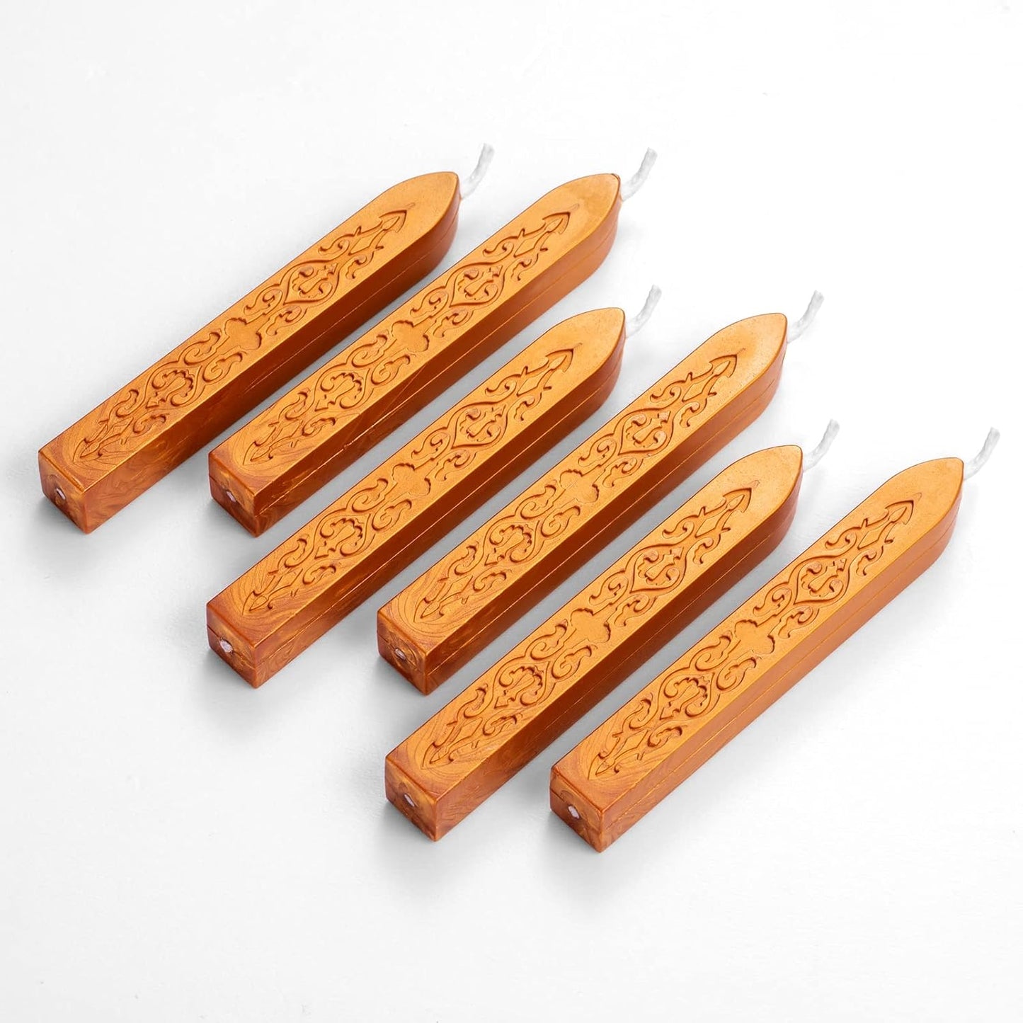 6 Pieces Sealing Wax Sticks with Wicks for Letter Seal Wax Stamp,Wedding Invitations, Packaging Decoration,Christmas Gift Ideas (Dark Gold)