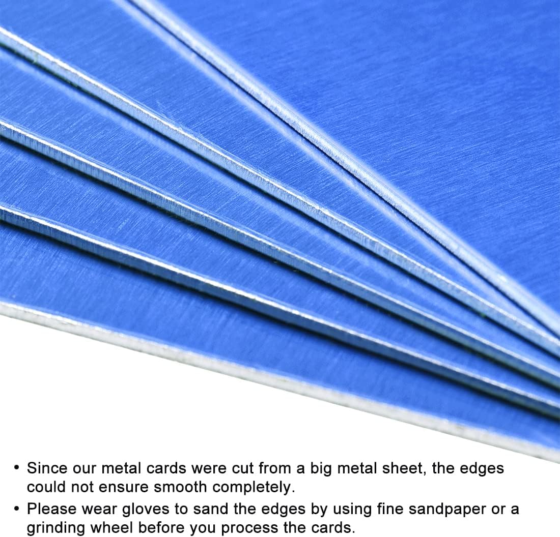 uxcell Blank Metal Card 80x50x0.8mm Anodized Aluminum Plate for DIY Laser Printing Engraving Blue 5 Pcs