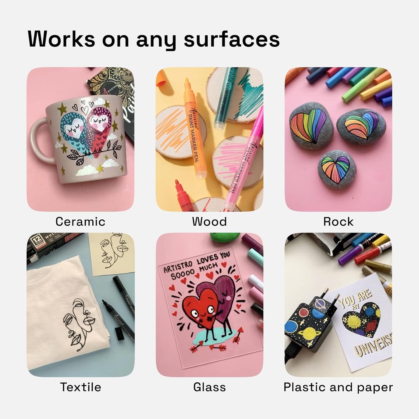 ARTISTRO 30 Acrylic Paint Pens, Art Set Acrylic Paint Markers, Fabric Markers for Textile, Canvas, Rock, Glass, Wood, Paper, DIY, for Kids and Adults, Extra Fine