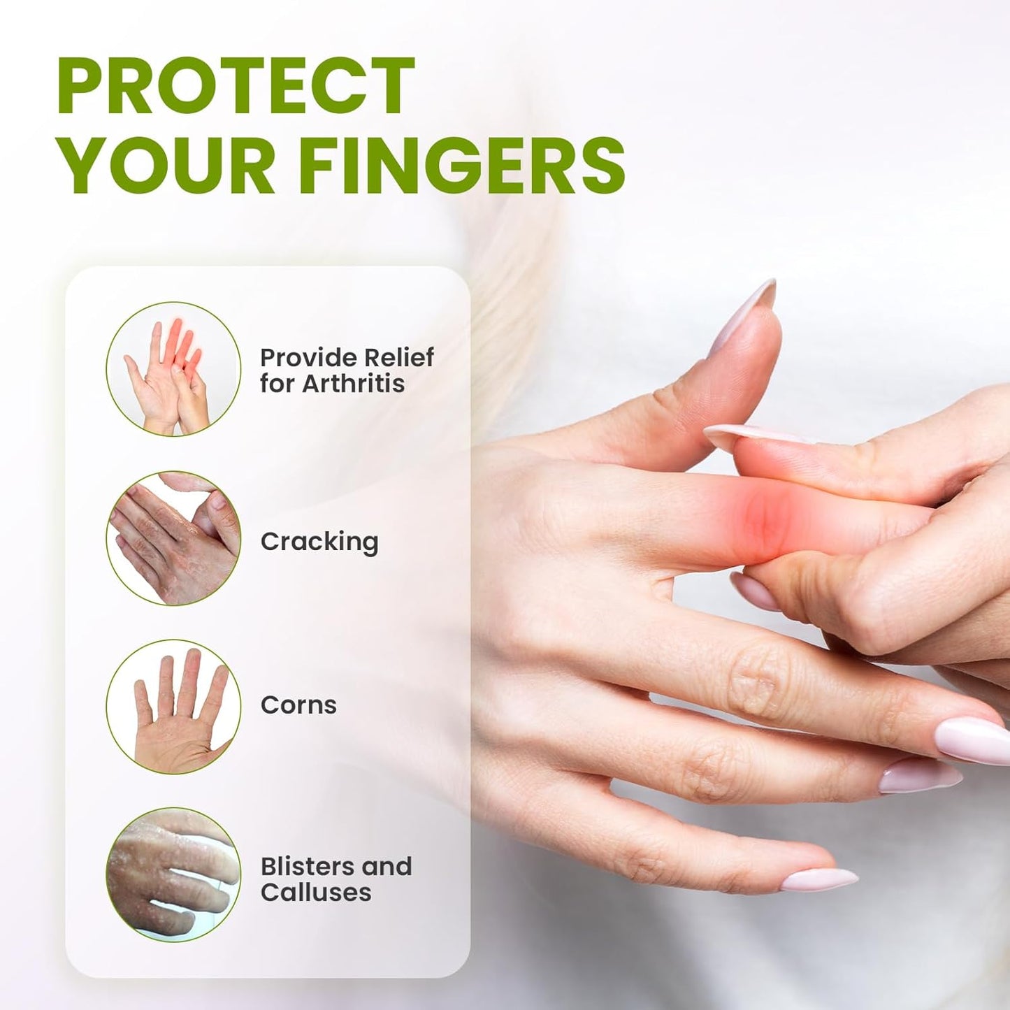 20 PCS Gel Finger Sleeve Protectors - Silicone Fingers Sleeves with Aloe Vera Extract - Finger Cots Bandages Provide Relief for Finger Cracking, Corns, Blisters and Calluses Protect (Blue)