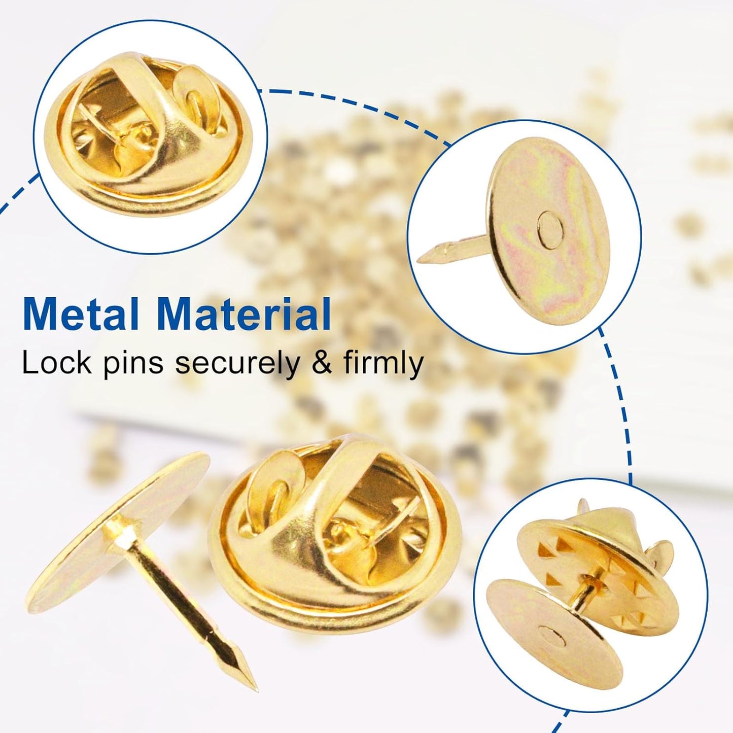 130 Set Pin Backs, Blank Pins Scatter Butterfly Clutch Pin Holder Enamel Pin Locking Backs Tie Tacks Jewelry Pin Backings Clasp for Brooch Lapel Hat Uniform Badges Tie Tack (10mm, Gold)