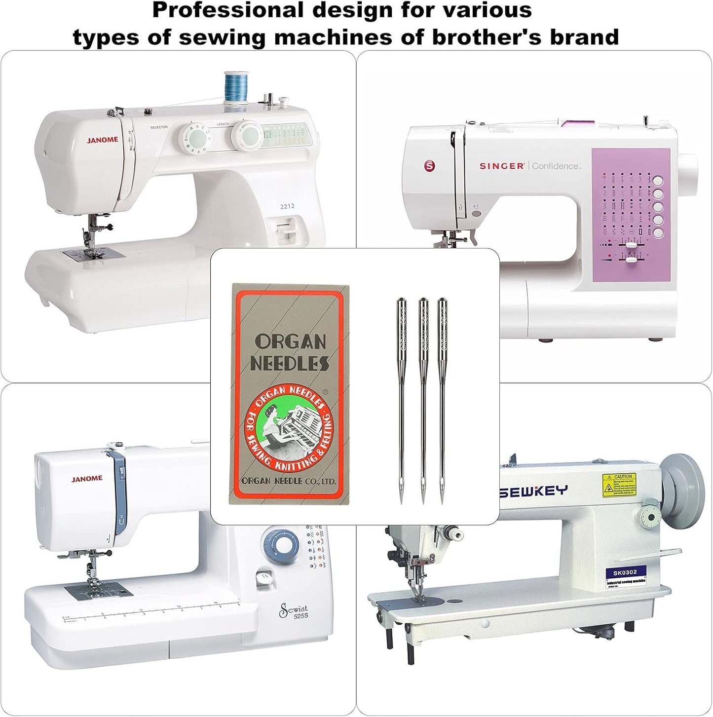 50 PCS Sewing Machine Needles for Brother, Sewing Needles Embroidery Machine Needles for Brother Sewing Machine (100/16-50 Pack)