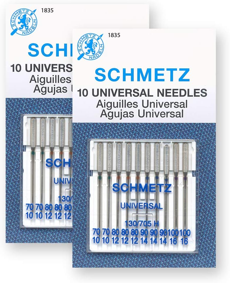 20 Schmetz Universal Sewing Machine Needles - Assorted Sizes - 2 Cards