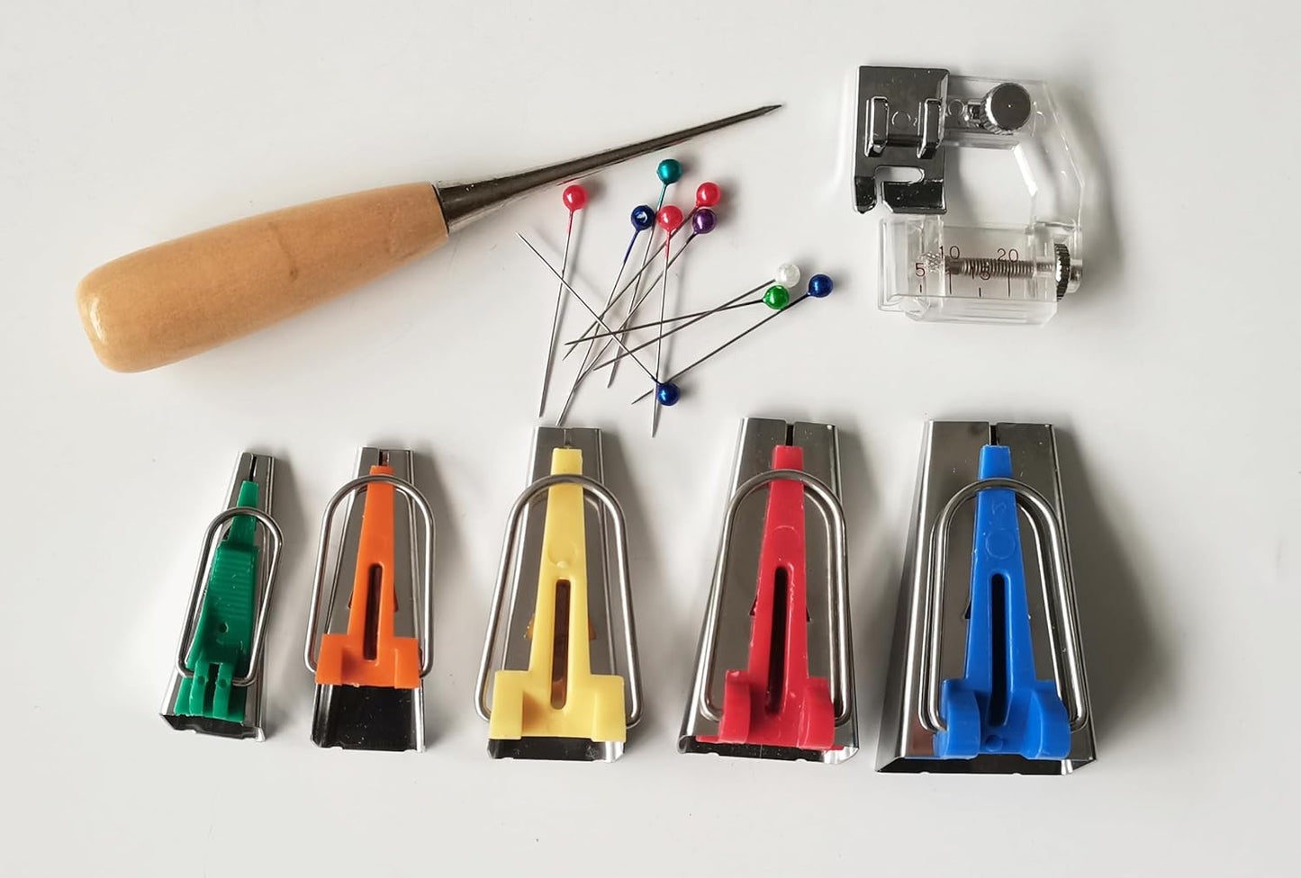 HONEYSEW Single Double Fold Bias Tape Maker Tool Kit Set, 6MM/9MM/12MM/18MM/25MM Fabric Bias Tape Maker Tools 5 Sizes DIY Sewing Bias Tape Makers for Quilt Binding