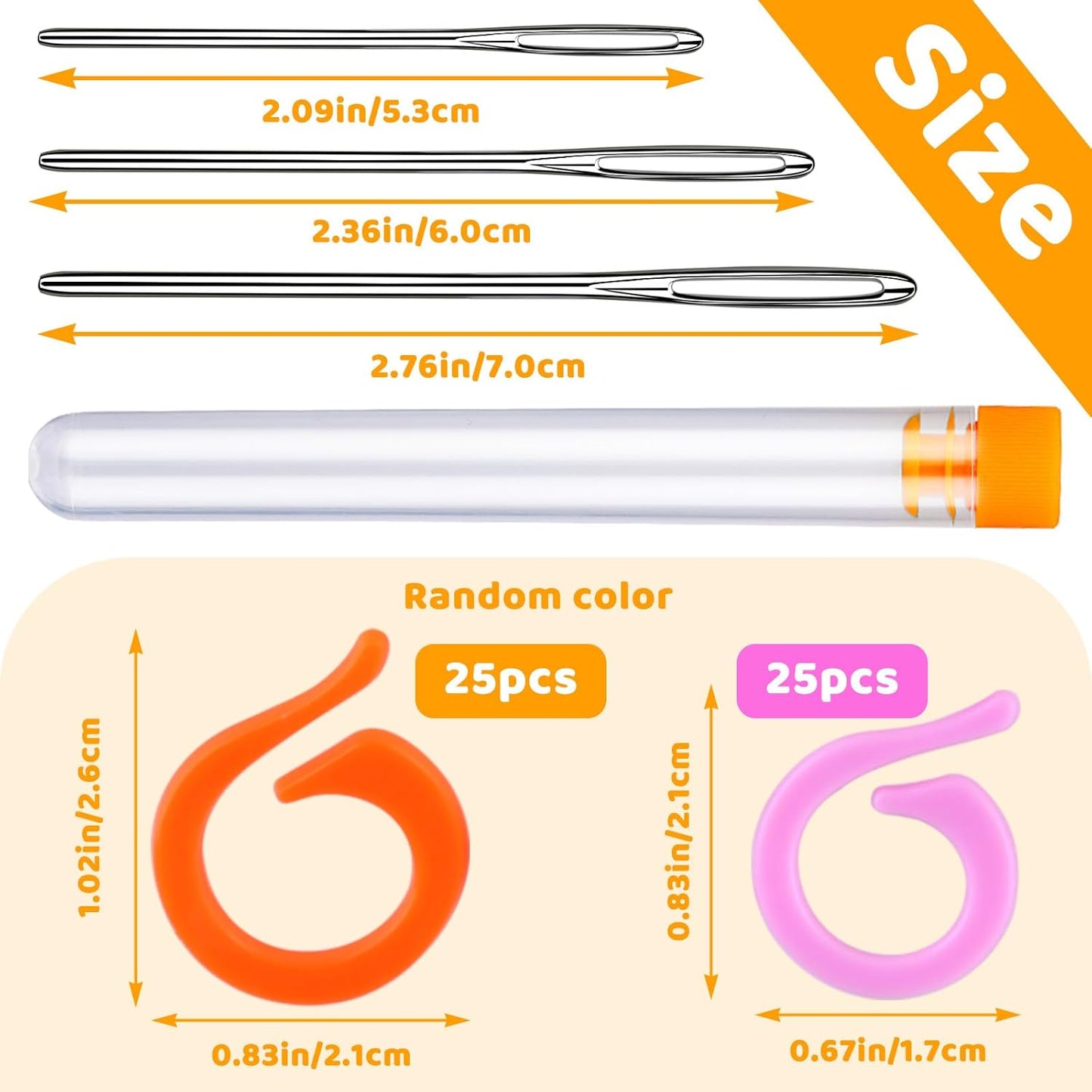 Yizzvb 50 Pcs Stitch Markers, Colorful Crochet Stitch Markers with Large-Eye Blunt Needles, Crochet Marker Ring for Knitting Crocheting DIY Craft Project with Storage Box