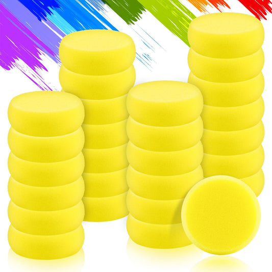 27 Pack Round Painting Sponge, 2.9 Inch Pottery Sponges, Yellow Synthetic Artist Sponges, Clay Sponge for Art Crafts, Pottery Making, Ceramic Decoration, DIY Projects and Daily Use