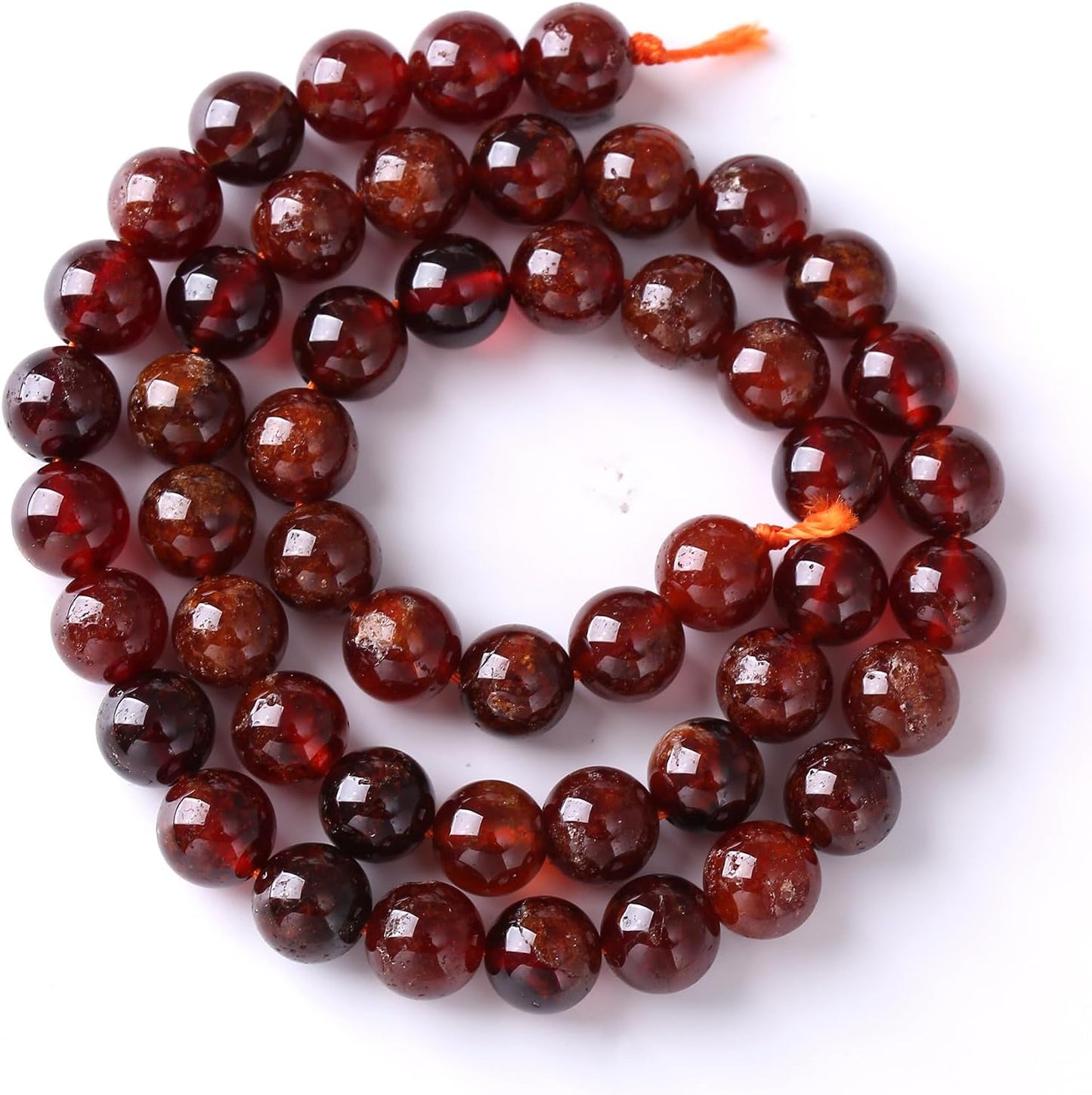 6MM 60PCS Natural Orange Garnet Beads Round Loose Beads for Jewelry Making DIY Necklace Accessories Energy Crystal Healing Power Bracelet