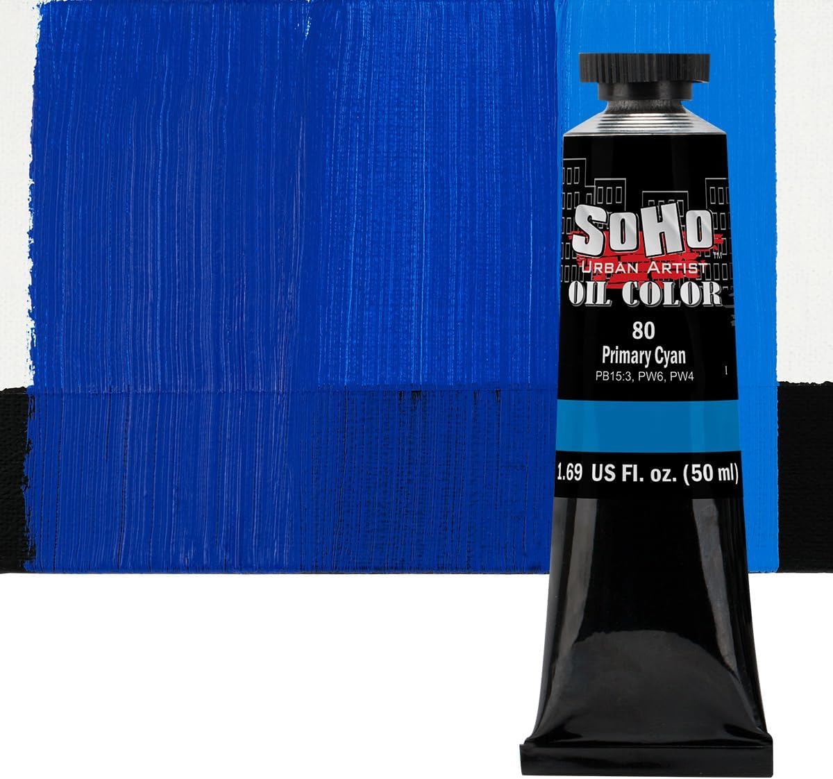 Soho Urban Artist Oil Paint - Primary Cyan, 50 ml Tube - Best Valued Oil Colors for Painting, Excellent Pigment Load