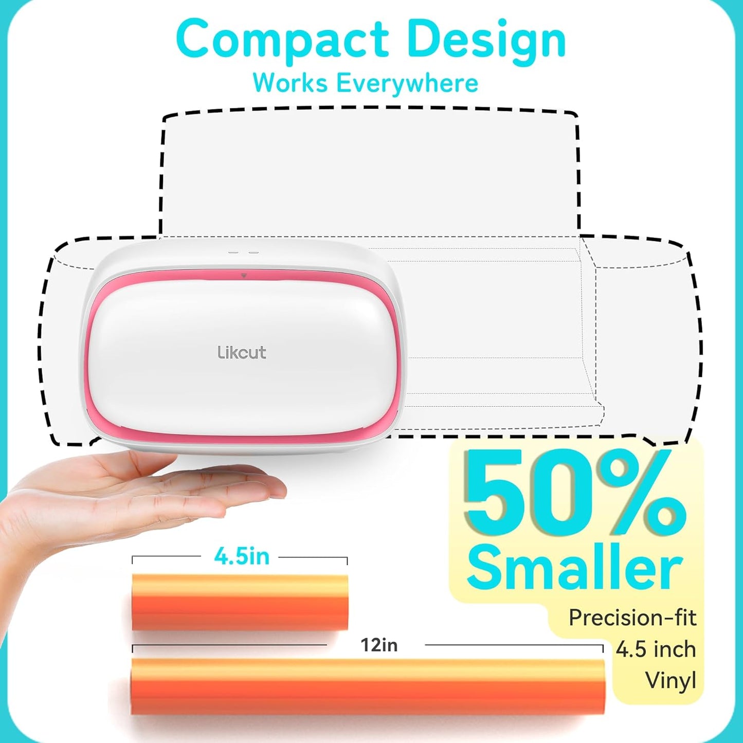 Likcut Vinyl Cutter Machine, Upgrade Cutting Machine Glee S501 for DIY Joy, Portable Smart Cutting Tool for Crafter, Sticker Decal Maker Printing for Family & School Fun Projects and Decorations, Pink