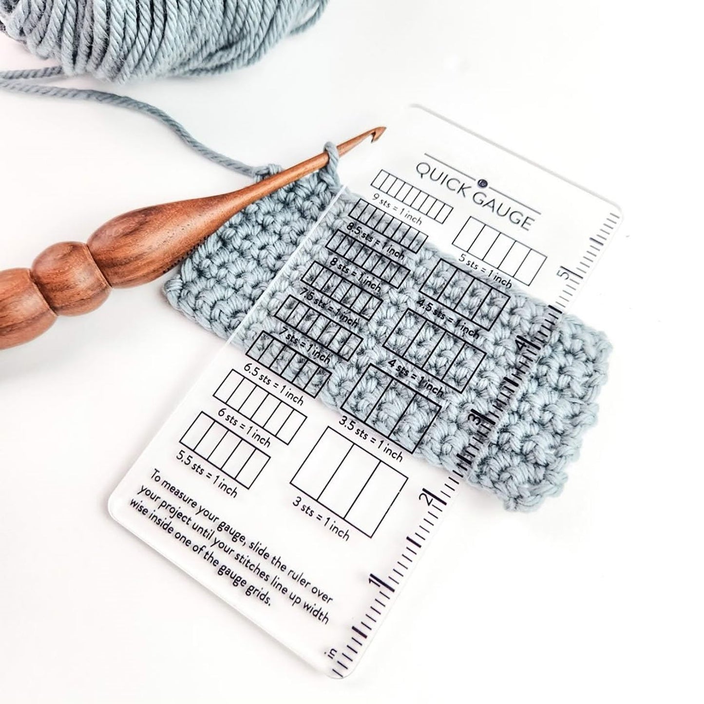 Quick Gauge Ruler, Gauge Ruler for Knitting and Crochet, Scarf Keychain Knitting No Counting Needed, Slide Sewing Rulers and Guides for Fabric Stitch Measuring Crochet Tool(1pc)