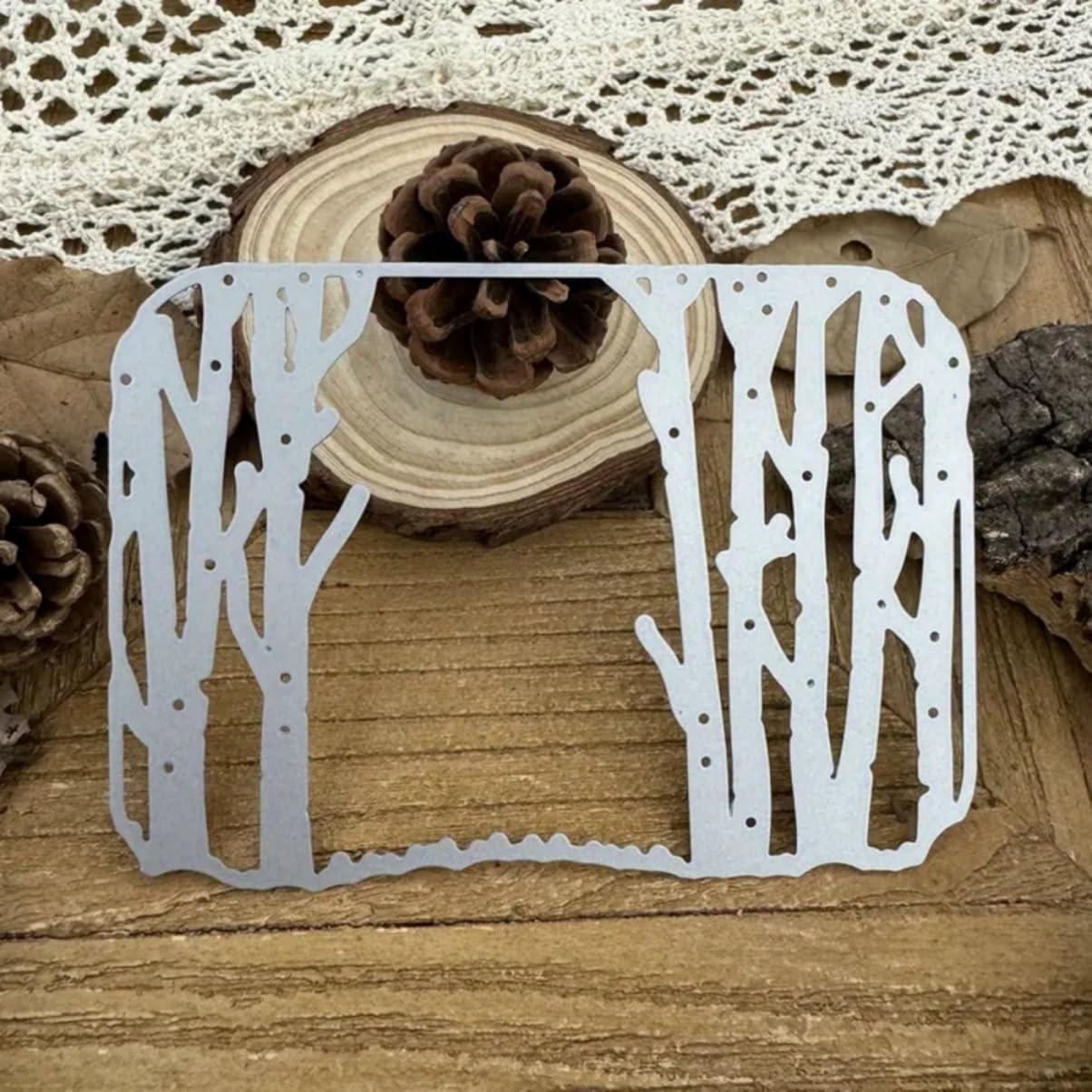 Mvchifay Cutting Dies Happy Birthday Metal Stencils Scrapbooking Tool DIY Emboss Paper Card Making (Winter Tree-11.7x8.3cm)