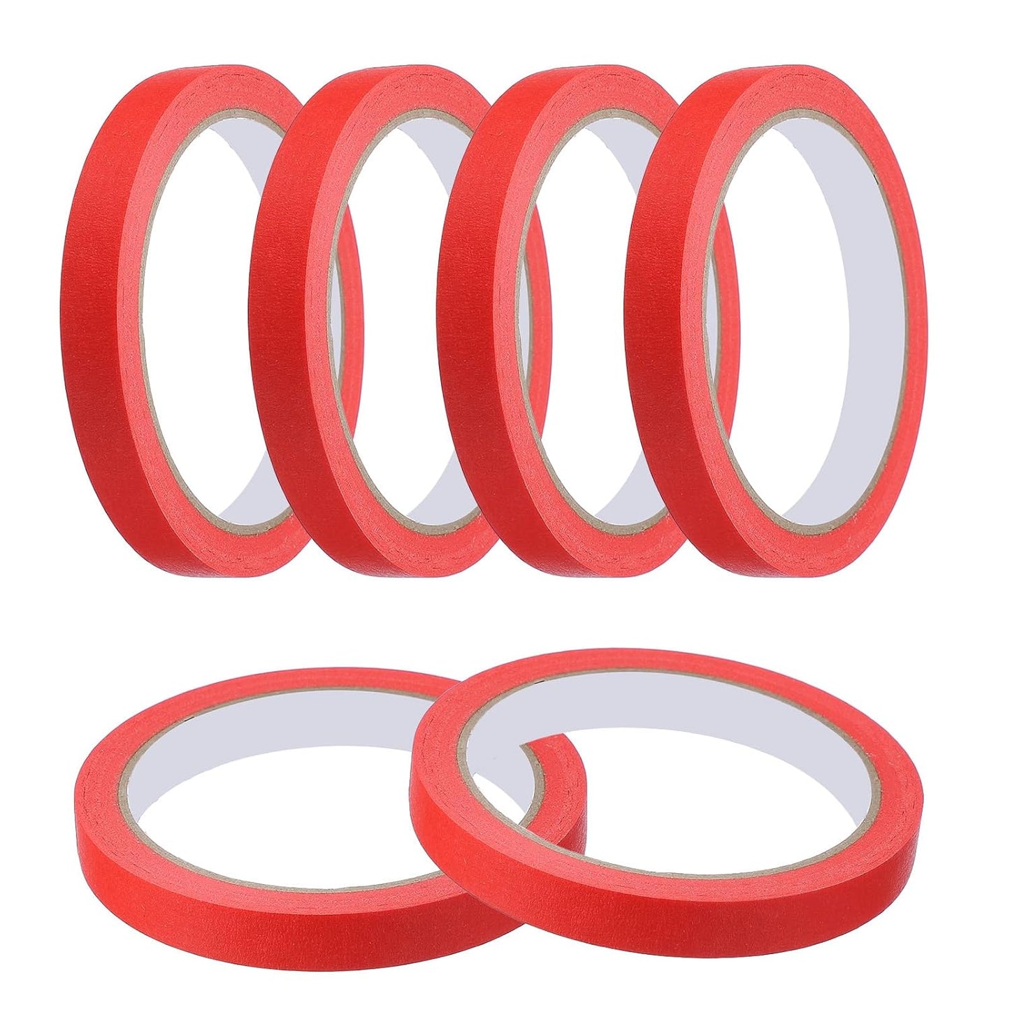 MECCANIXITY Masking Tape 0.5 Inch x 21 Yard Painter's Tape Red Paint Tapes for DIY Crafts Arts Drawing Decoration Labeling Car Painting Artist Teachers, Pack of 6