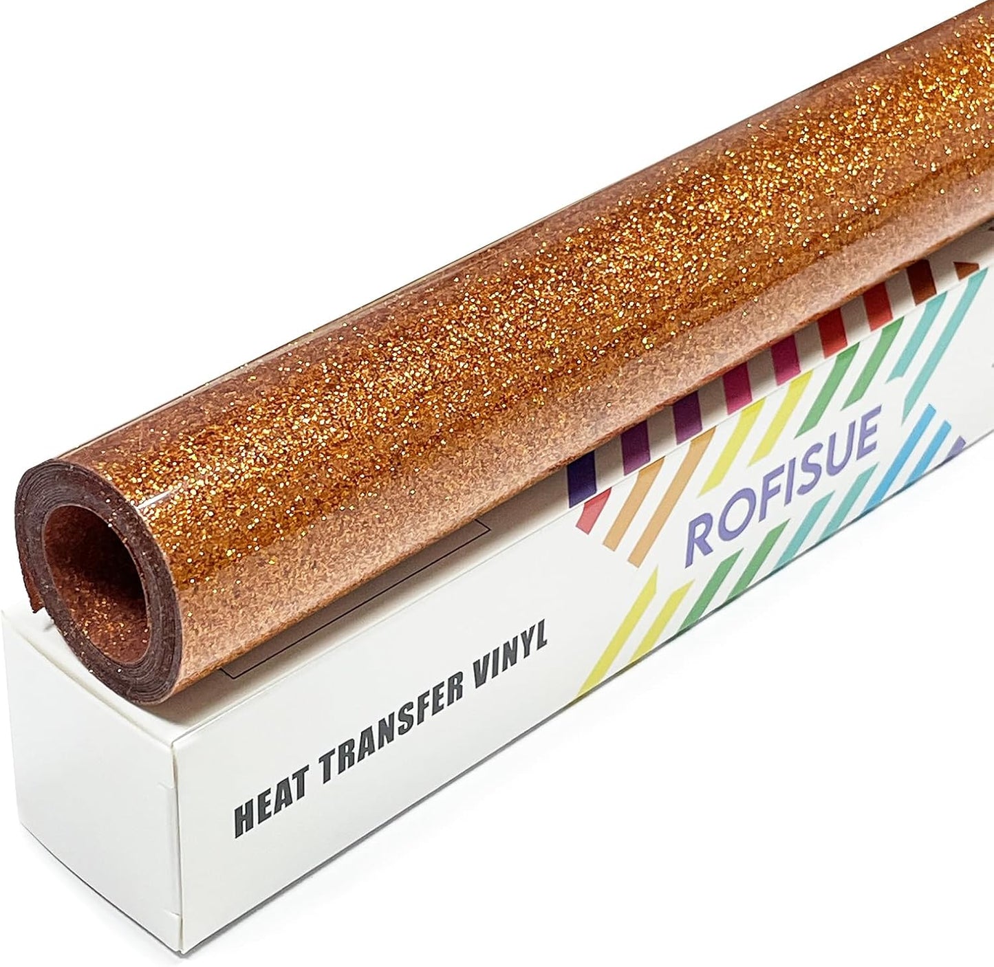 Bronze Glitter Heat Transfer Vinyl 12Inch*6FT Glitter Iron on Vinyl for T Shirts Easy to Cut and Weed Compatible with All Cutter Machines HTV Vinyl Iron on for Cricut (Bronze, 12Inches*6Ft)