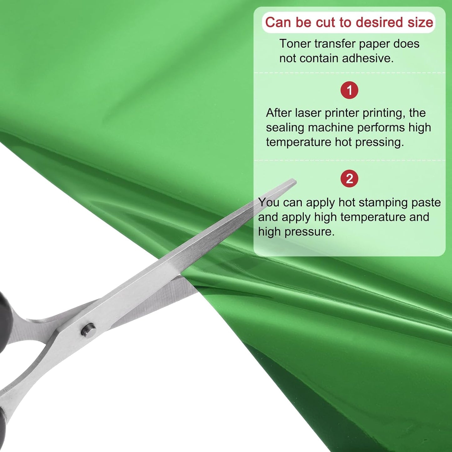 MECCANIXITY 50 Pack Toner Reactive Foil ,Deco Foil Transfer Sheets 8.5"x11" A4 Hot Foil Paper for Laser Printer Scrapbooking Heat Transfer DIY Craft,Green