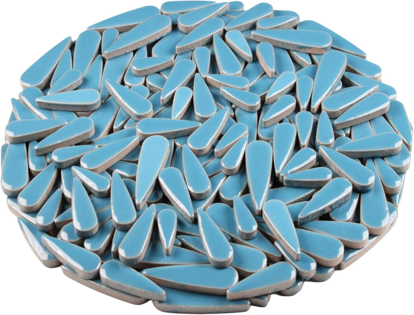 200g Petal Droplet Shaped Ceramic Mosaic Tiles for Crafts, Vibrant Colors, Ceramic Tiles for Mosaic Making Kits, DIY Arts and Crafts (Teal Blue)