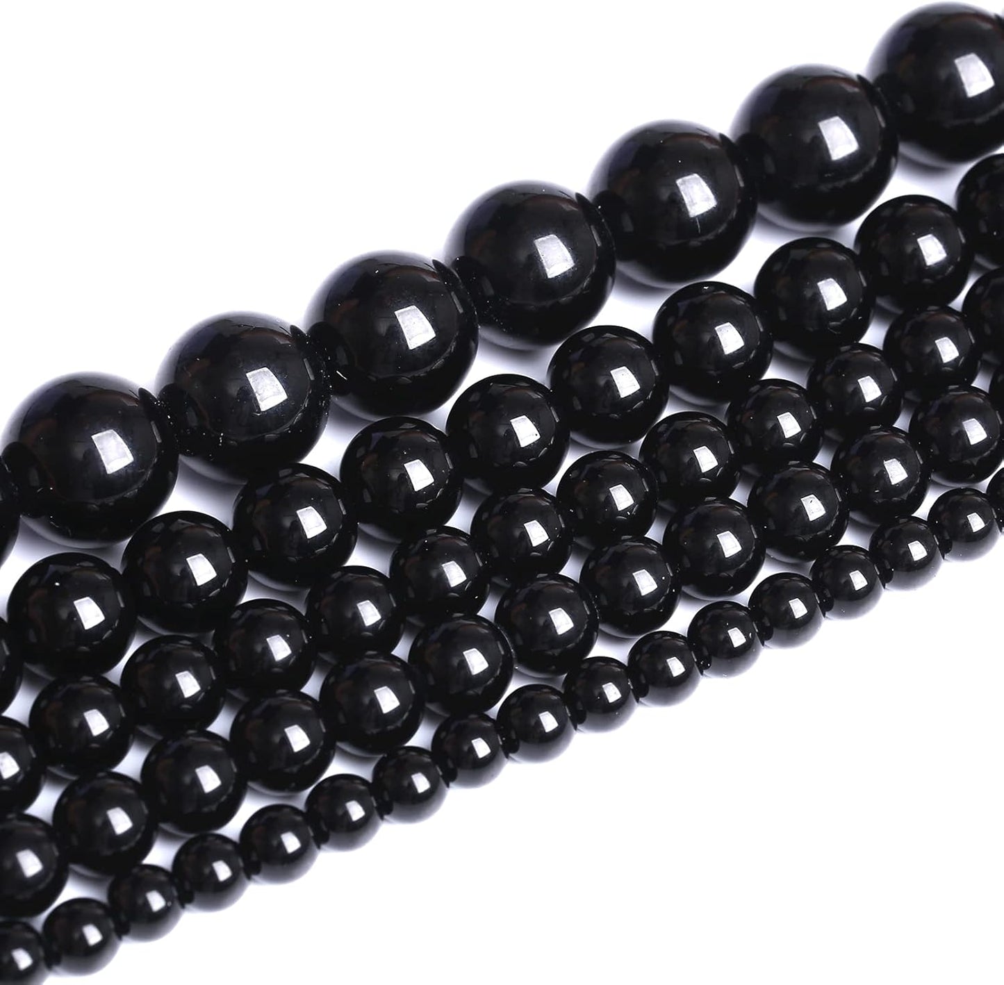 Natural Black Agates Onyx Stone Beads Smooth Round Loose Spacer Beads for Jewelry Making DIY Bracelets 12mm 34pcs 15"(Black Agate, 12mm)