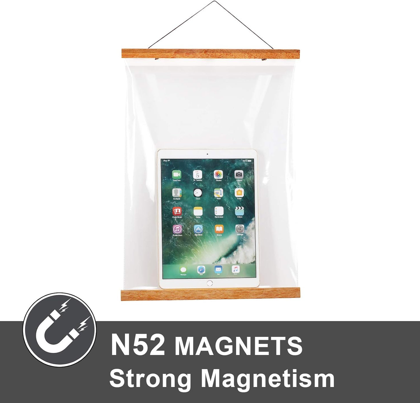 WITCOLOR Magnetic Poster Hanger Frame, Teak Magnet Poster Frames 9x11 9x27 9x12 9x13 Poster Holder for Paintings, Photos, Maps, Scrolls, Picture, Canvas Works and Christmas Prints