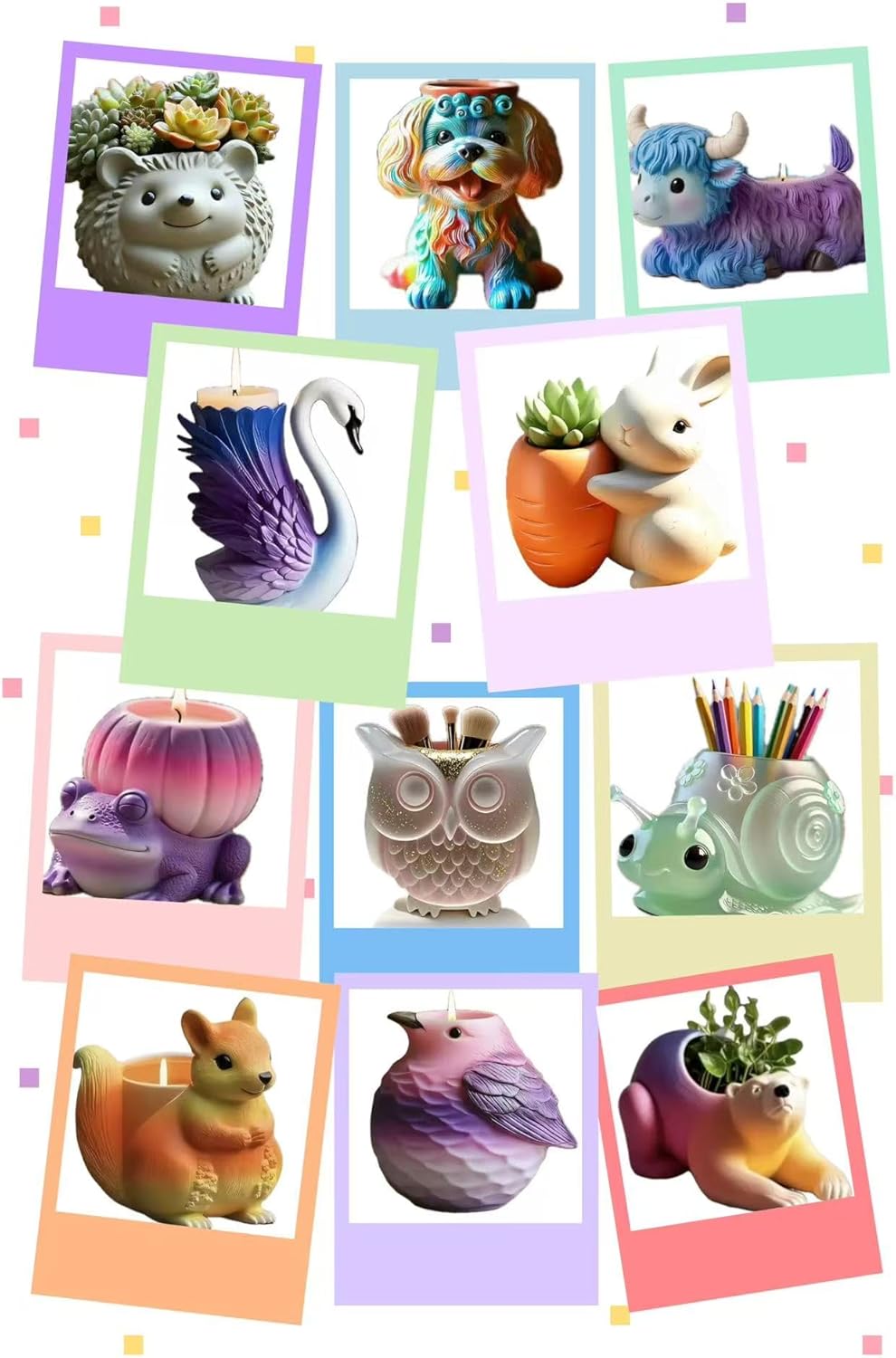 Animal Resin Molds Silicone 3D Cute Cow Epoxy Resin Plaster Candle Holder Wax Molds for Candle Making, Art Crafts DIY Unique Display Home Decor