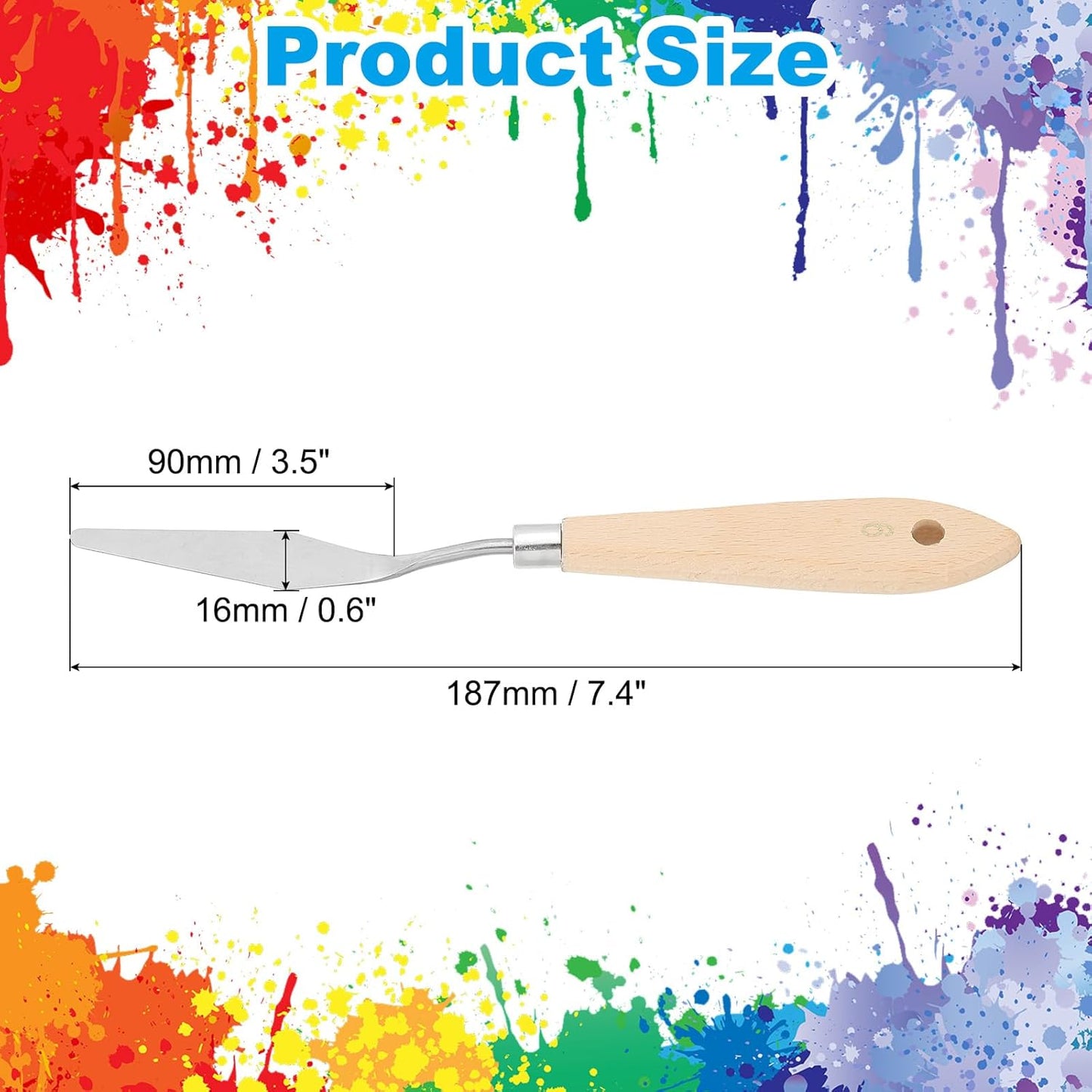 PATIKIL Art Spatula, No.9 16mm Stainless Steel Flexible Palette Knife Painting Knife Painting Spatula Oil Painting Mixing Scraper with Wood Handle for Canvas Acrylic Painting, Brown