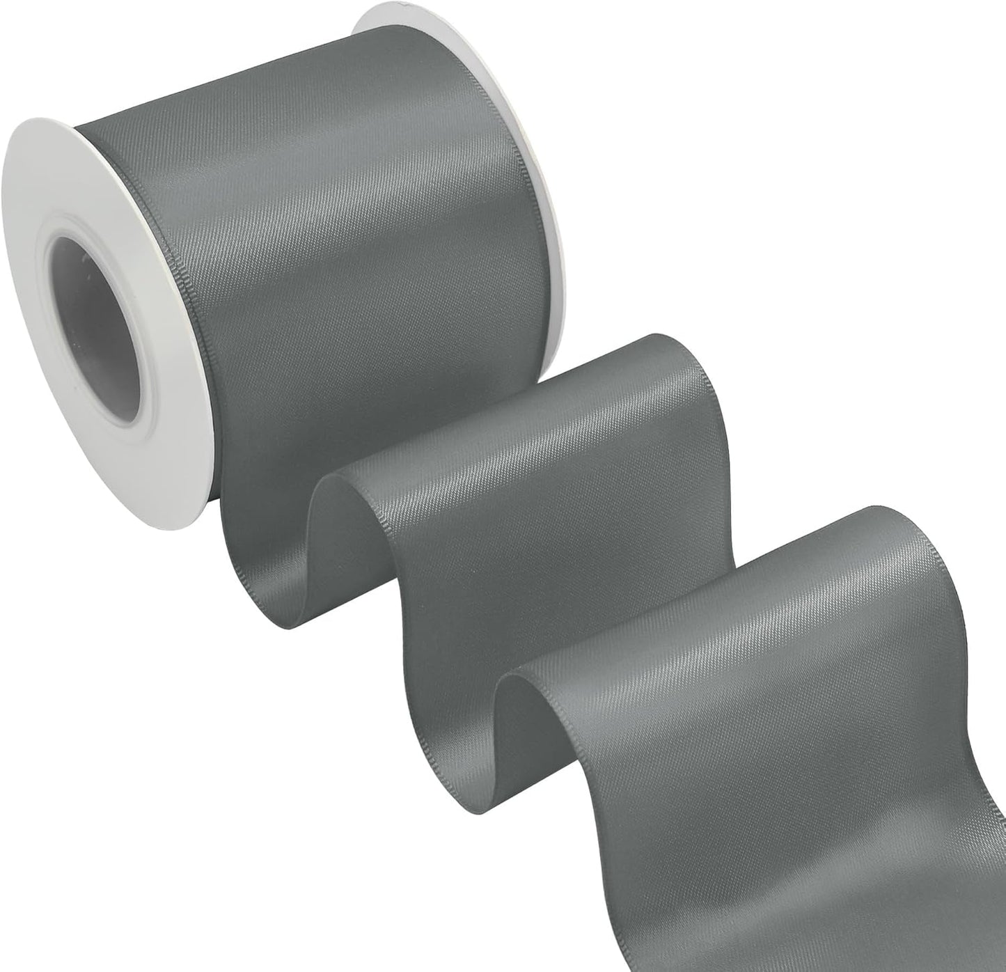 Silver Satin Ribbon 3 Inch X 15 Yards Solid Color Double Faced Ribbons Perfect for Crafts Wedding Decor Bow Making Arts Sewing and More