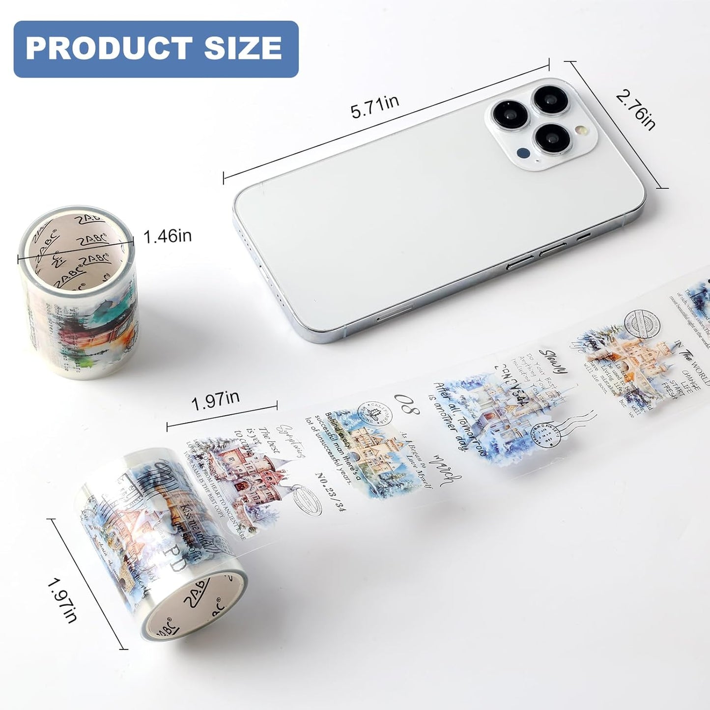 6 Rolls PET Tapes Set Pre Cut Tape Stickers City Stickers journaling Tape Transparent Sticker Books for Scrapbooking Scrapbook Tape Decorative