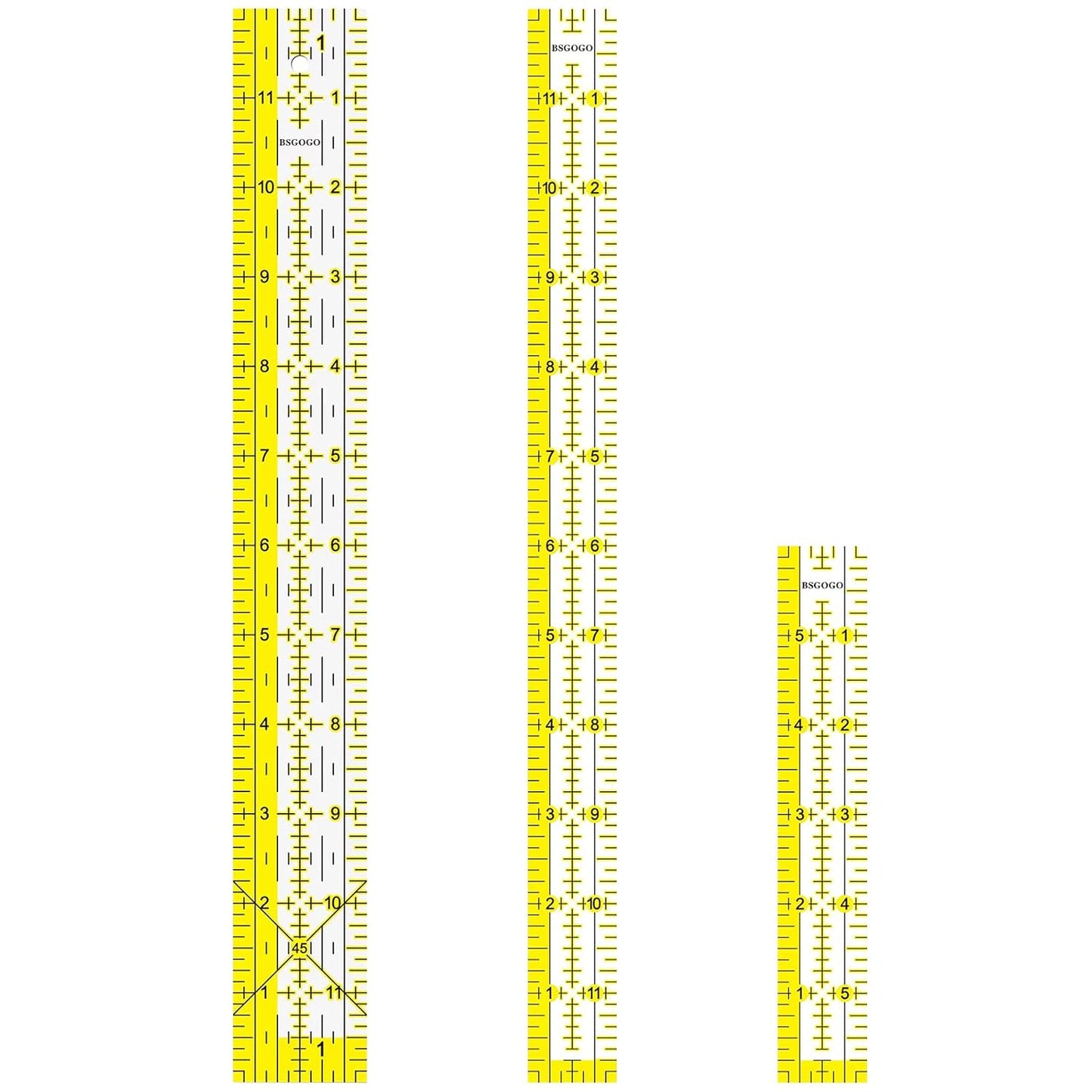 Acrylic Quilters Ruler 12"x1.5", 12"x1",6"x1"