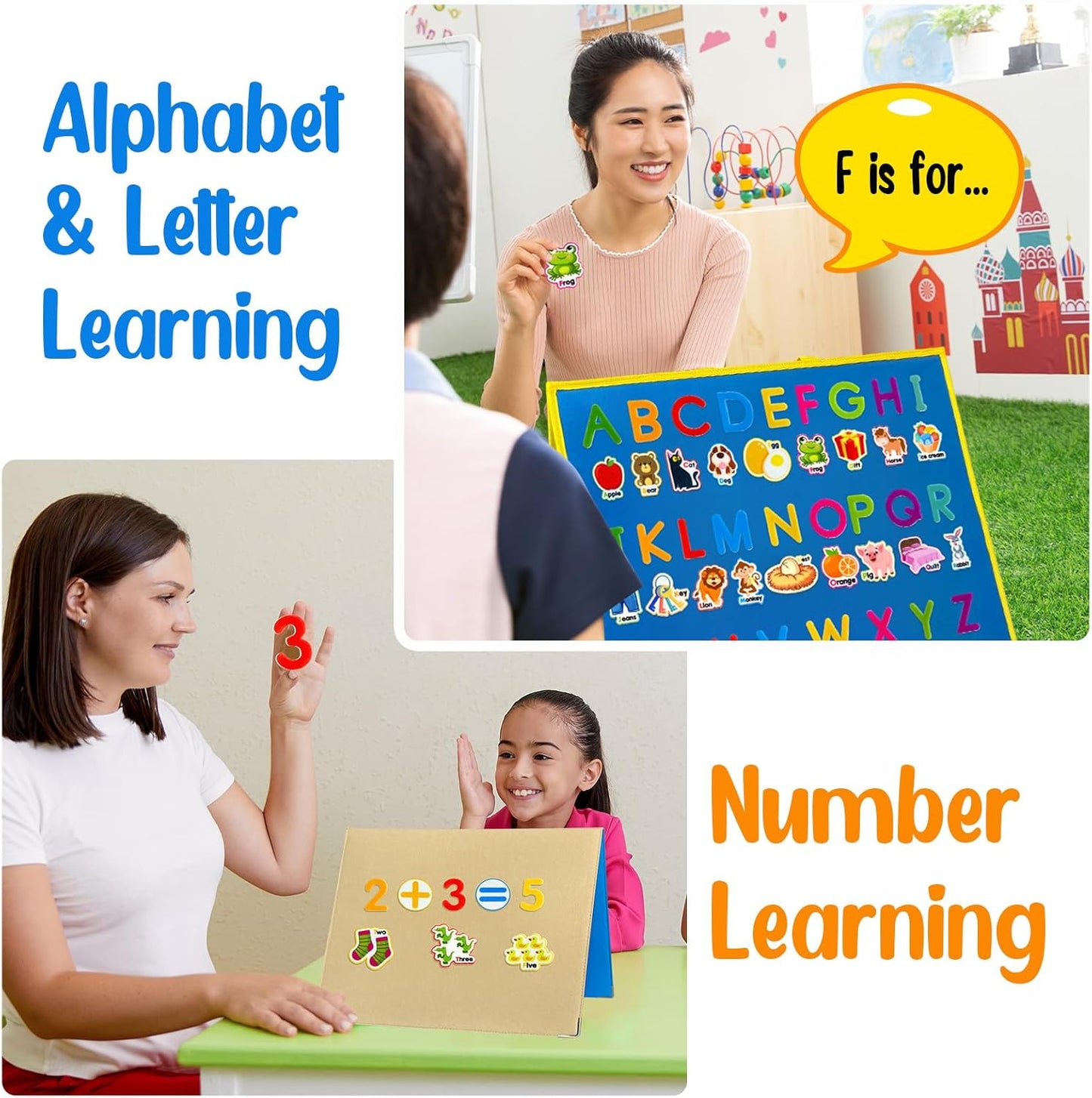 Felt Learning Letters and Numbers - 75 Felt Board Pieces for Flannel Board, Alphabet ABC for Toddlers, Kindergarten, Preschool