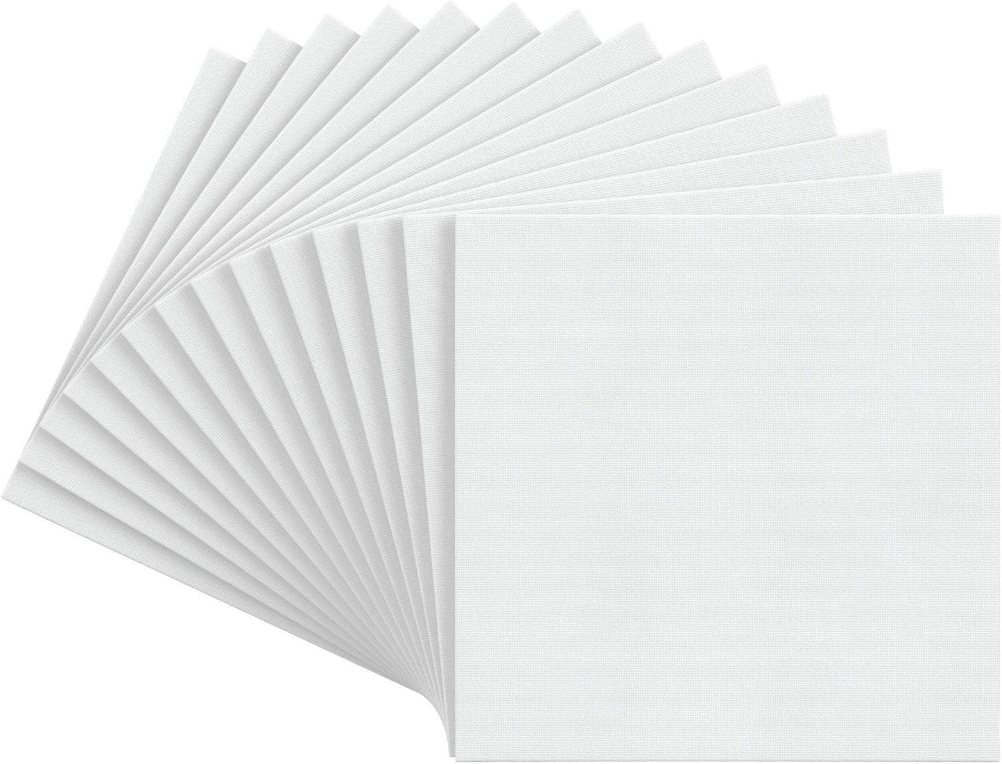 ARTEZA Canvas Boards for Painting, 10 x 10 Inches, Pack of 14, Blank White Square Canvas Panels for Acrylic, Oil and Gouache Painting