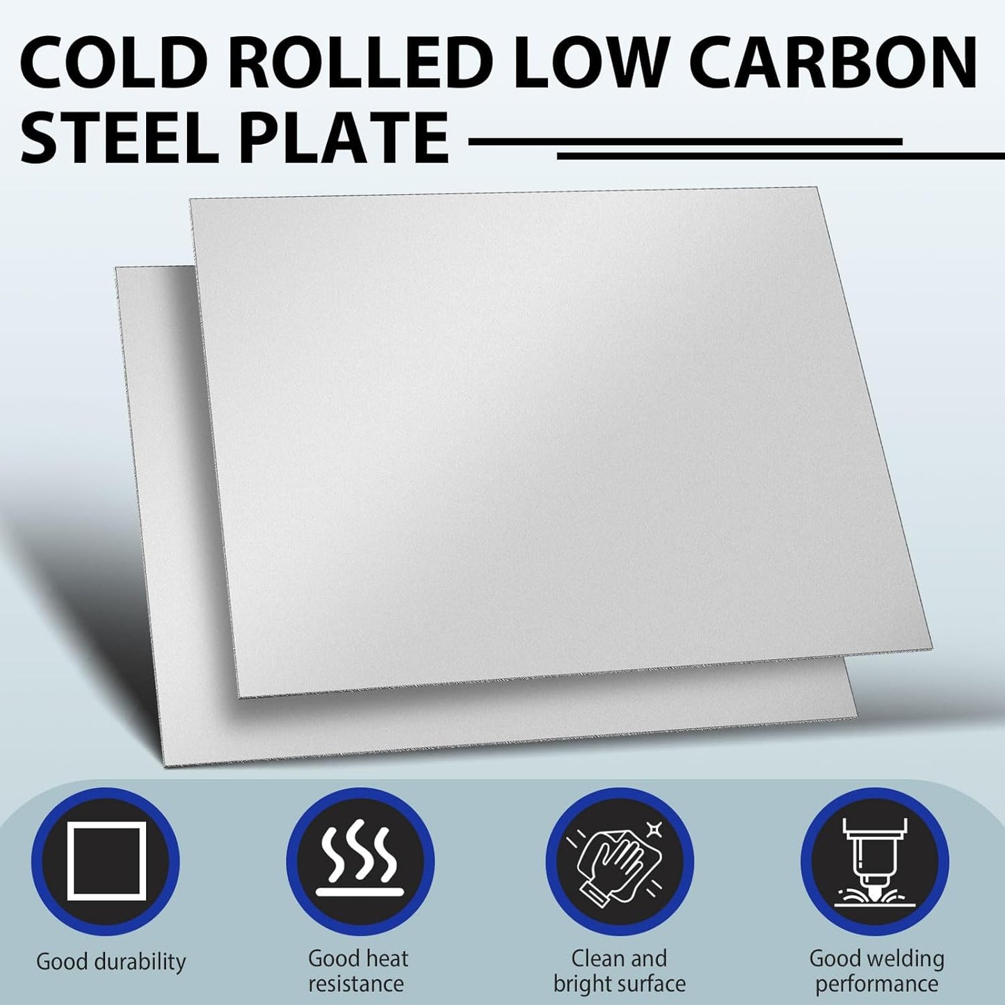 2 Pcs 16 Gauge Metal Steel Sheet 12 x 9 in Mild Cold Rolled Plate 0.06 in (1.5mm) Thick Weldable Carbon Square Metal Panels for Outside Industrial DIY Use Projects Weld Accessories