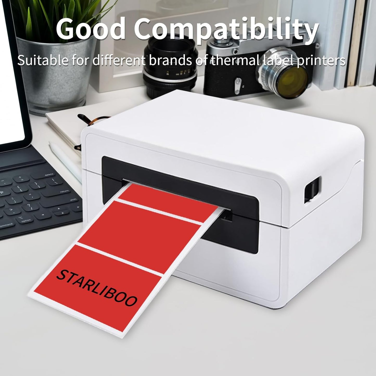 STARLIBOO 3x2 inch Color Direct Thermal Label Stickers for Shipping, Barcode, Address, Compatible with Rollo Label Printer & Zebra Desktop Printers (Red)