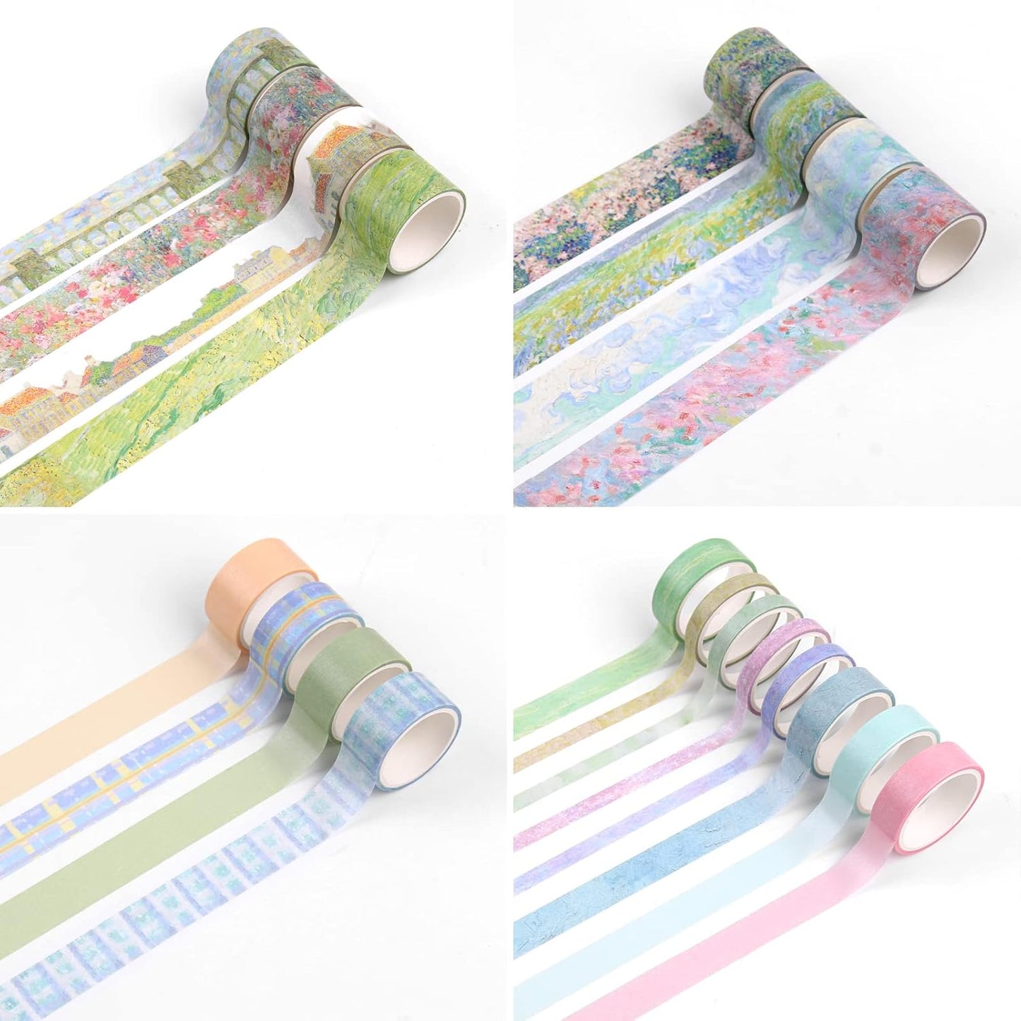 Dizdkizd Floral Green Washi Tape Set, 20 Rolls Cute Seasonal Masking Tape Aesthetic Journaling Supplies for Planner Scrapbooking Calendar Card Making