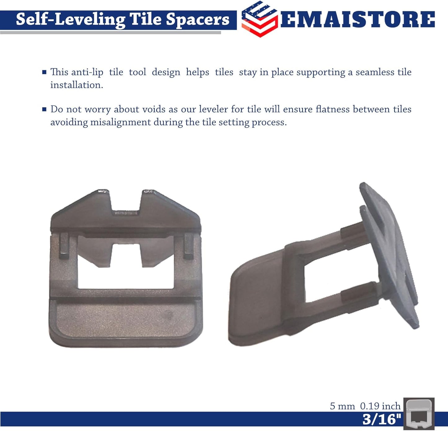 Tile Leveling System (3/16 Inch) – 600 Tile Spacers – Compatible with Most Wedges for Smooth, Seamless Floor & Wall Tile Installation – 5mm Ceramic & Stone Spacers
